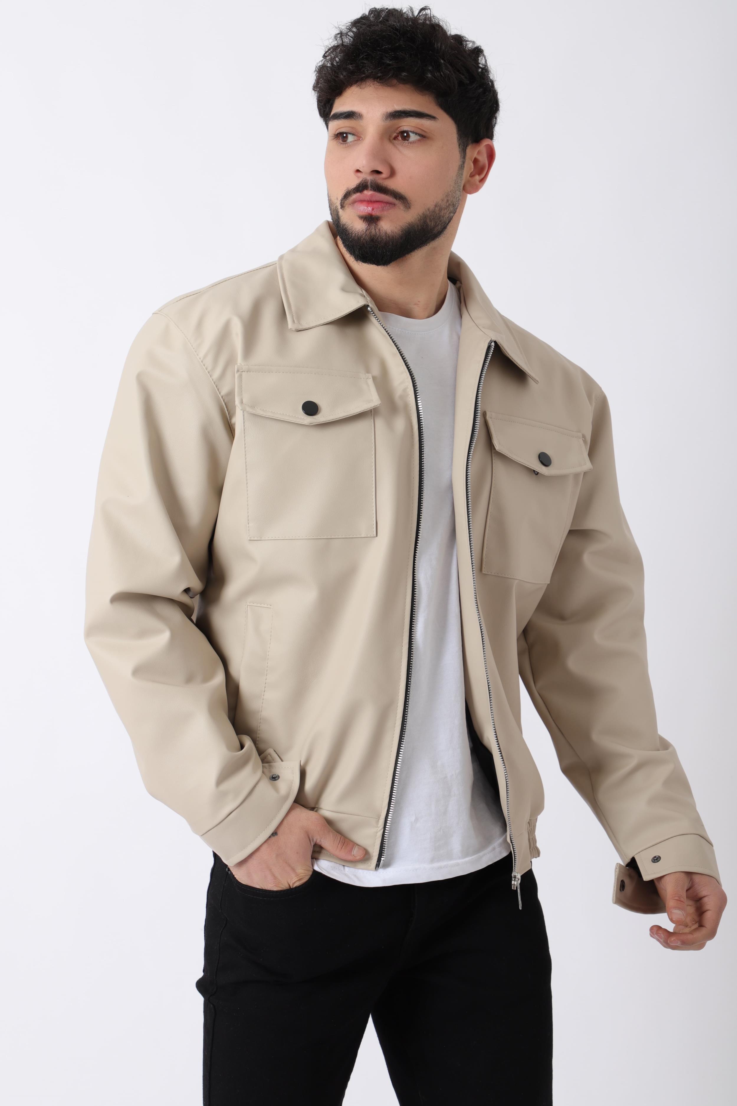 Bel Lastikli Kapaklı Oversize Suni Deri Mont PLDP 2998_50447