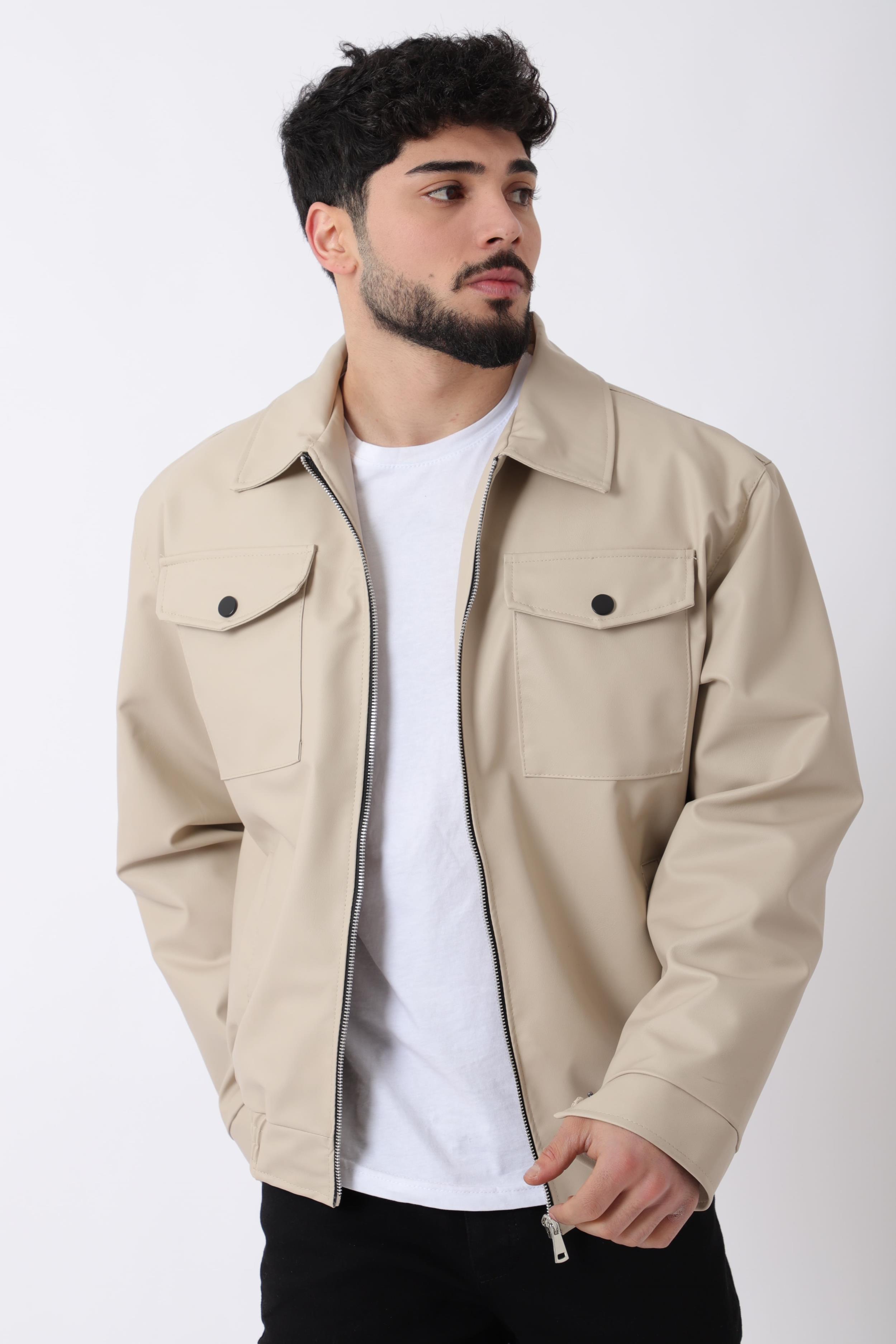 Bel Lastikli Kapaklı Oversize Suni Deri Mont PLDP 2998_50447