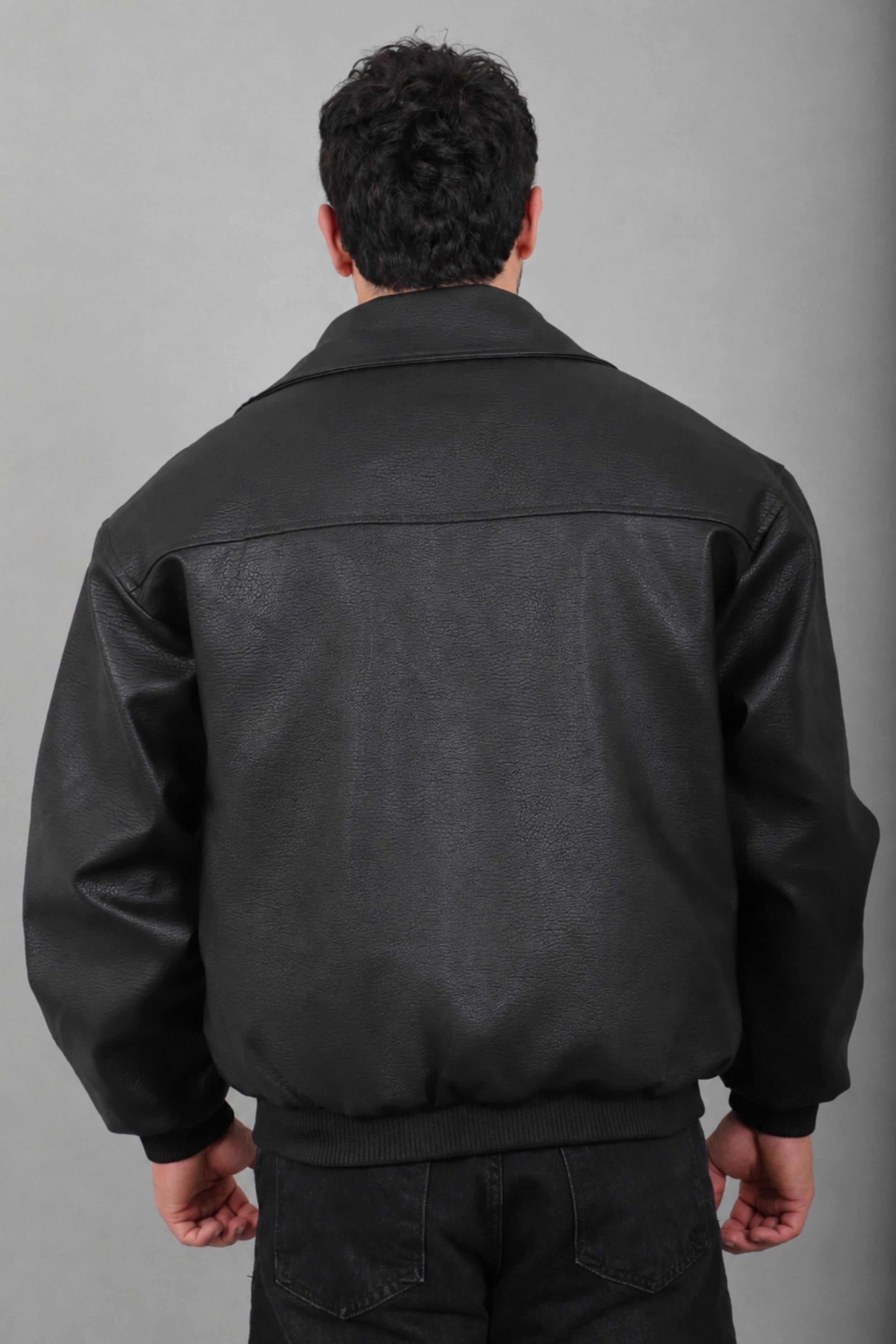 Bel Lastikli Yakalı Suni Deri Mont KMD 839_50518