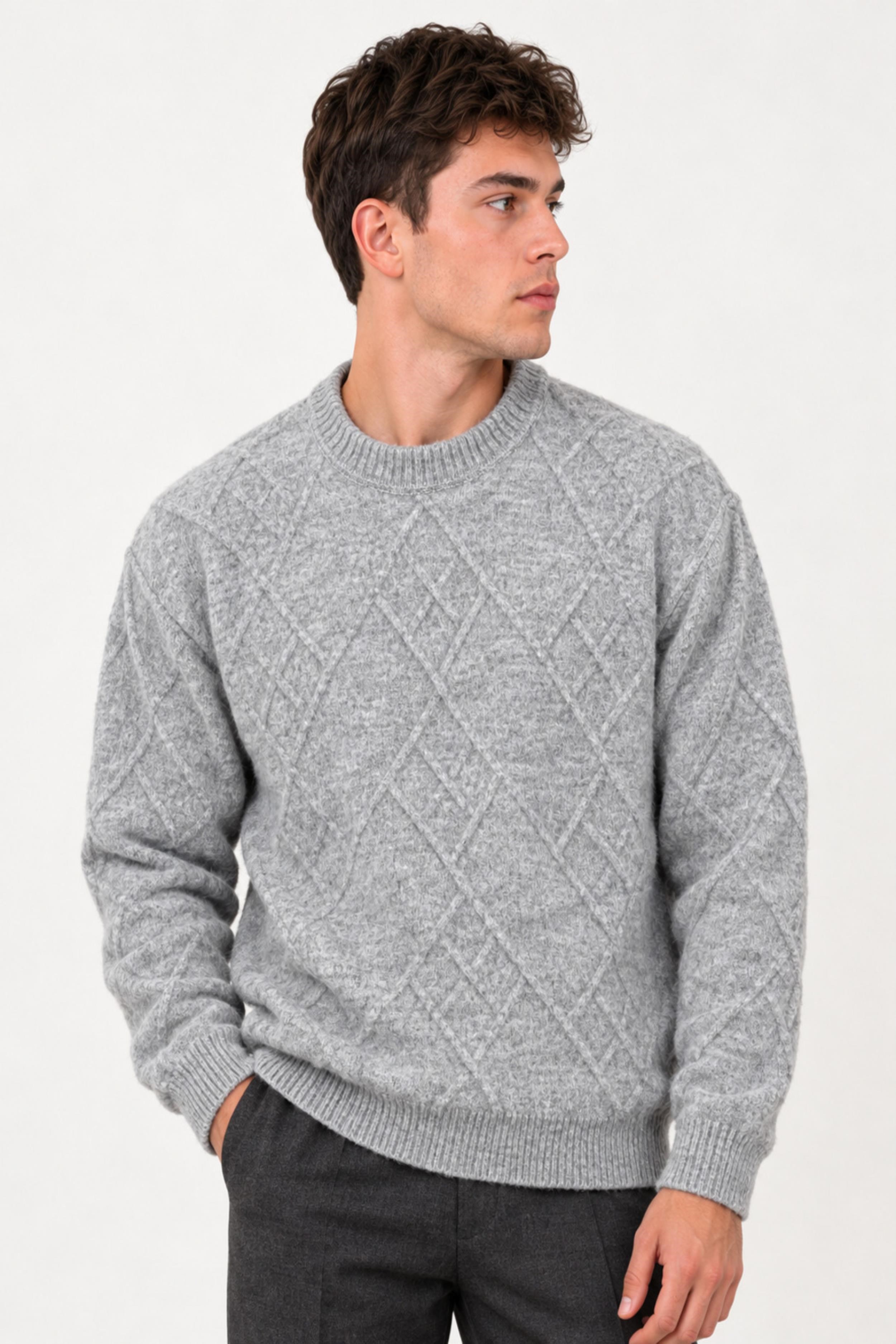 Çapraz Desen Oversize Kışlık Kazak DP 17567_10066