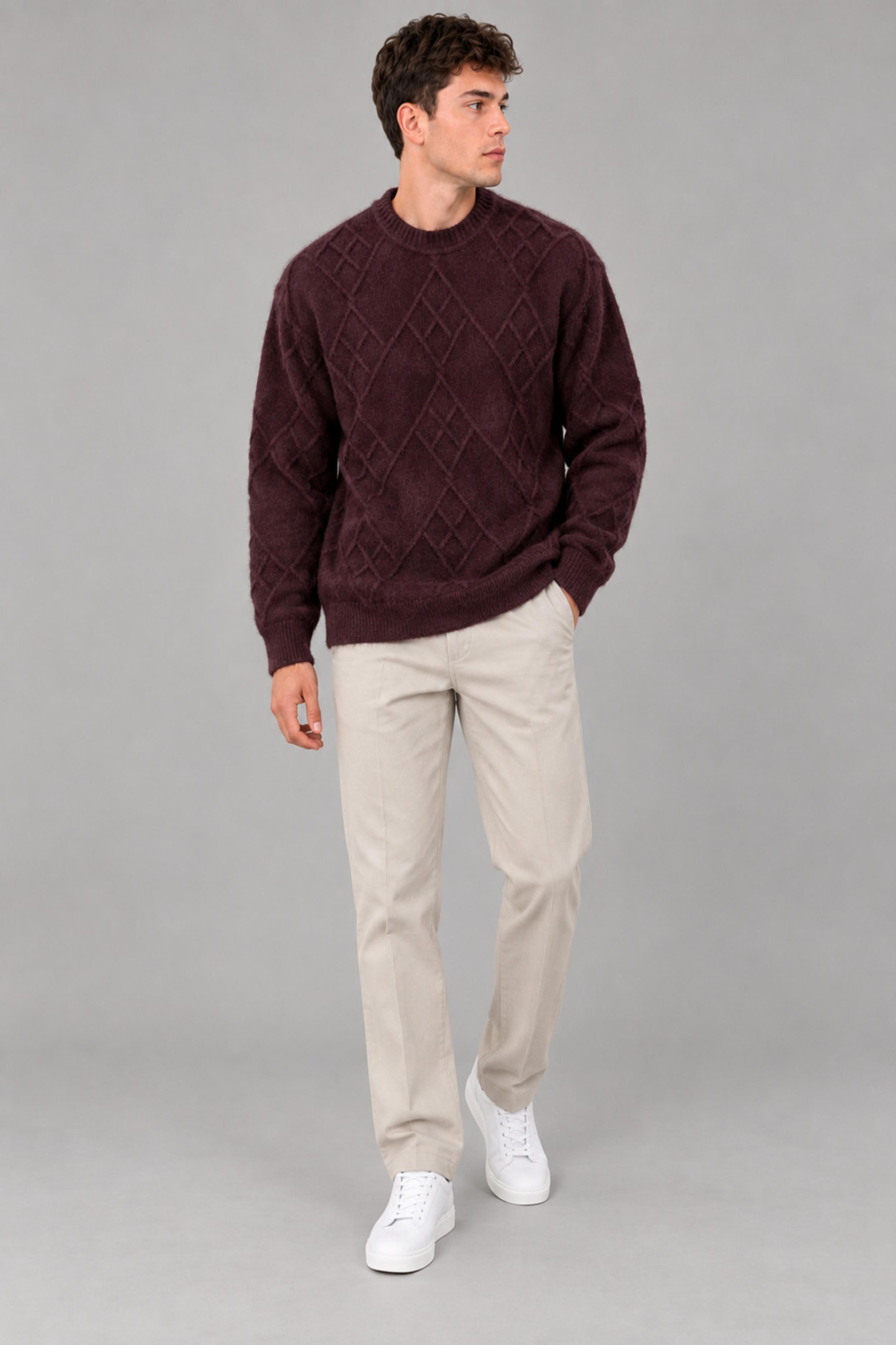 Çapraz Desen Oversize Kışlık Kazak DP 17567_10066