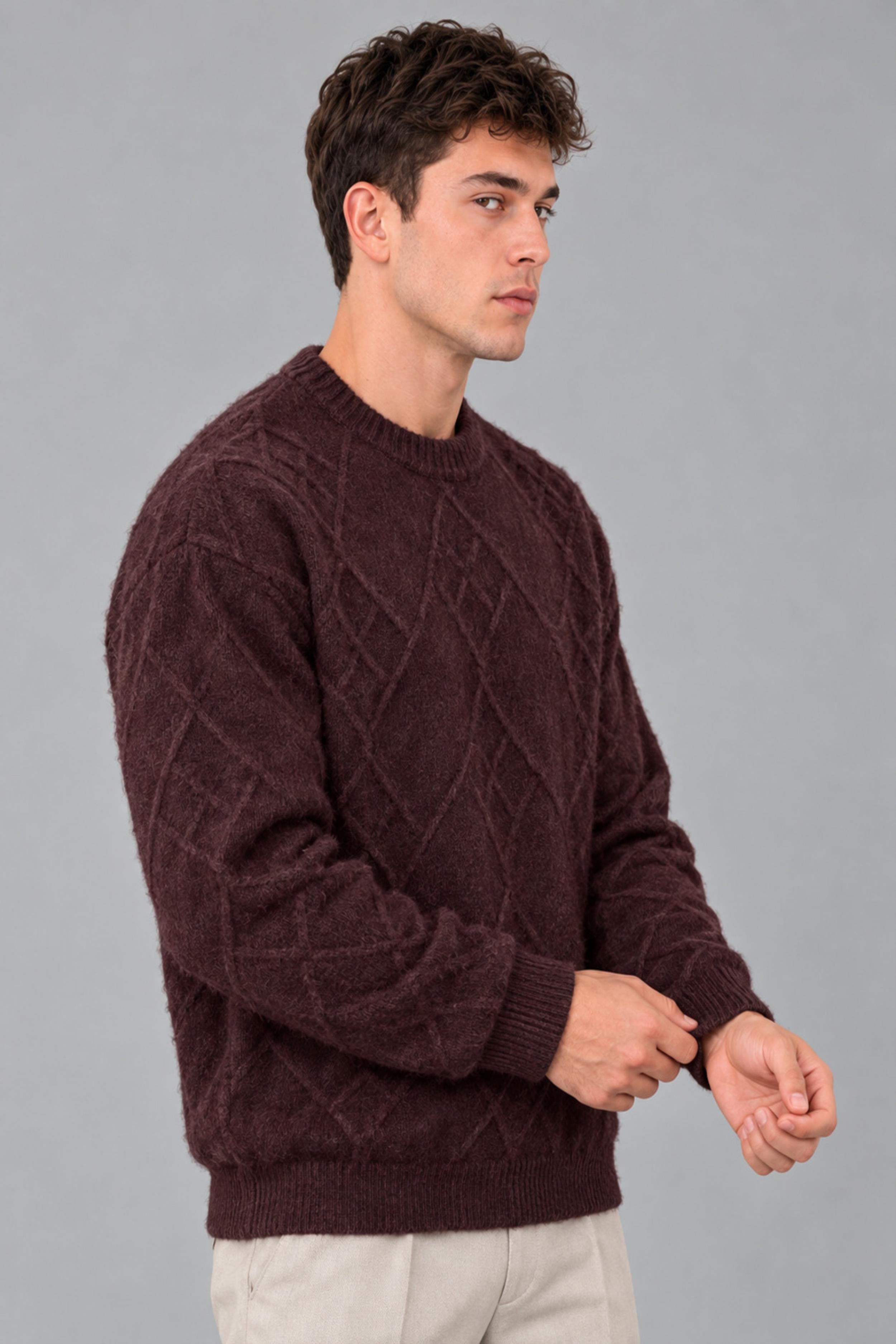Çapraz Desen Oversize Kışlık Kazak DP 17567_10066