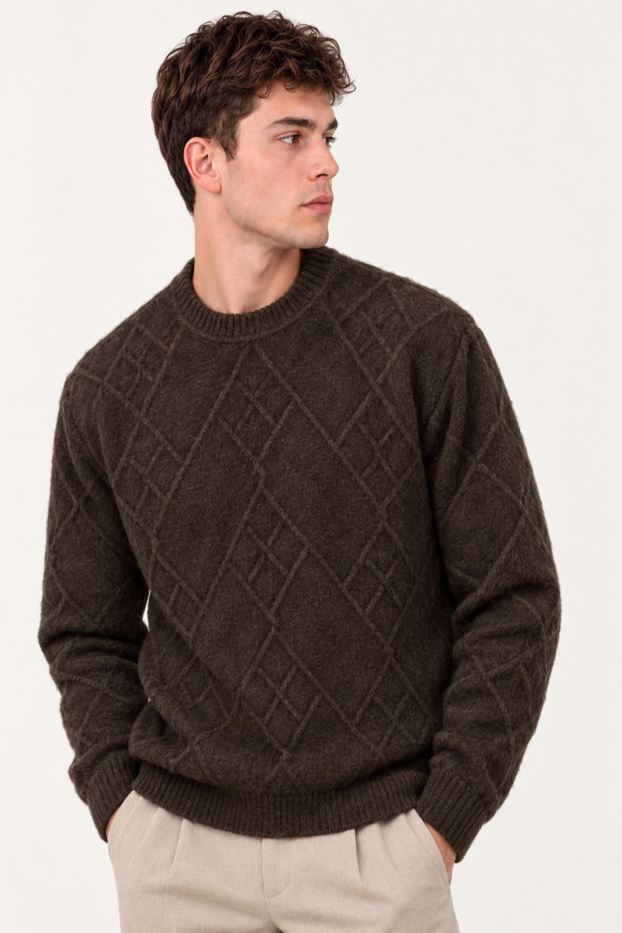Çapraz Desen Oversize Kışlık Kazak DP 17567_10066