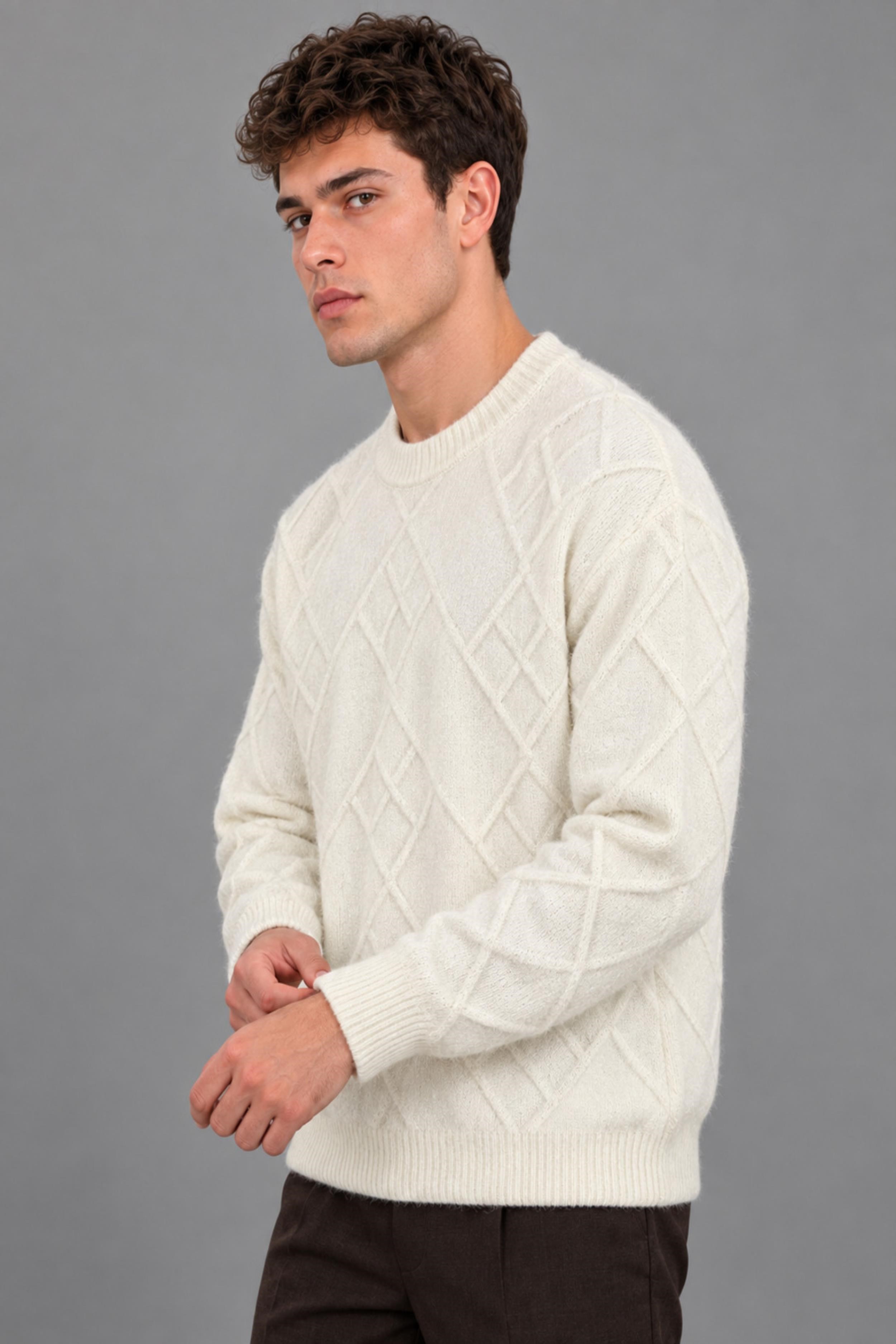 Çapraz Desen Oversize Kışlık Kazak DP 17567_10066