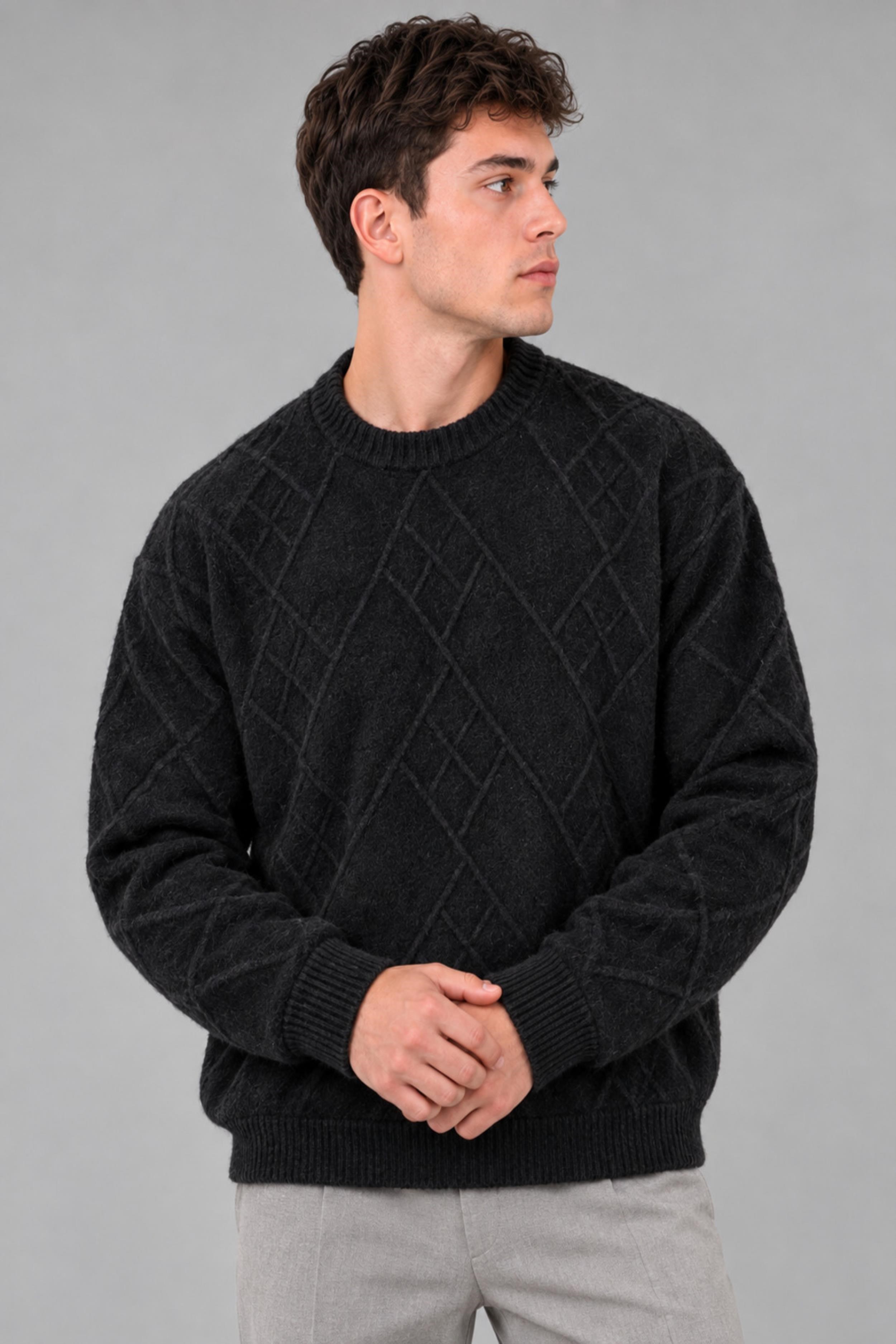 Çapraz Desen Oversize Kışlık Kazak DP 17567_10066