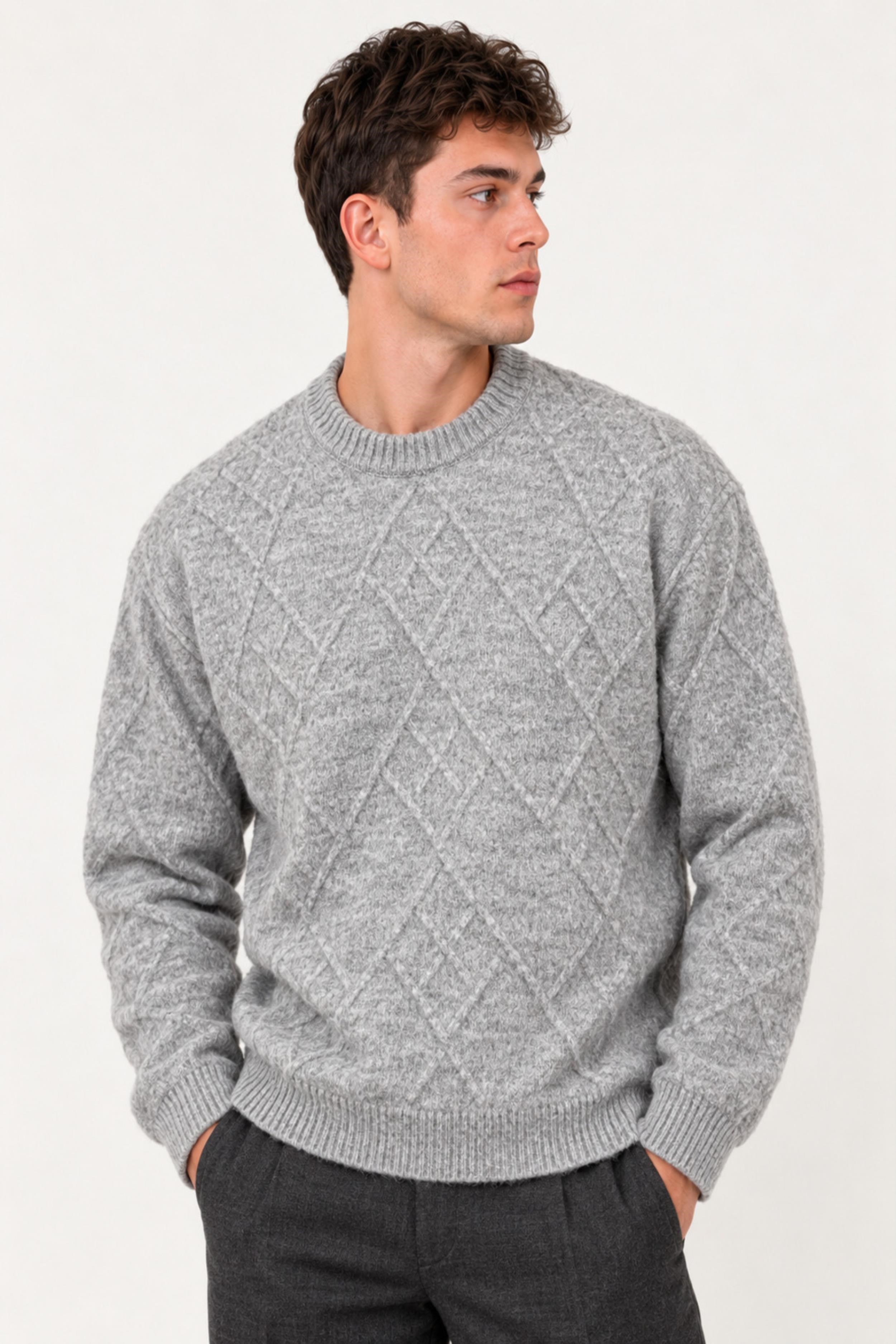 Çapraz Desen Oversize Kışlık Kazak DP 17567_10066