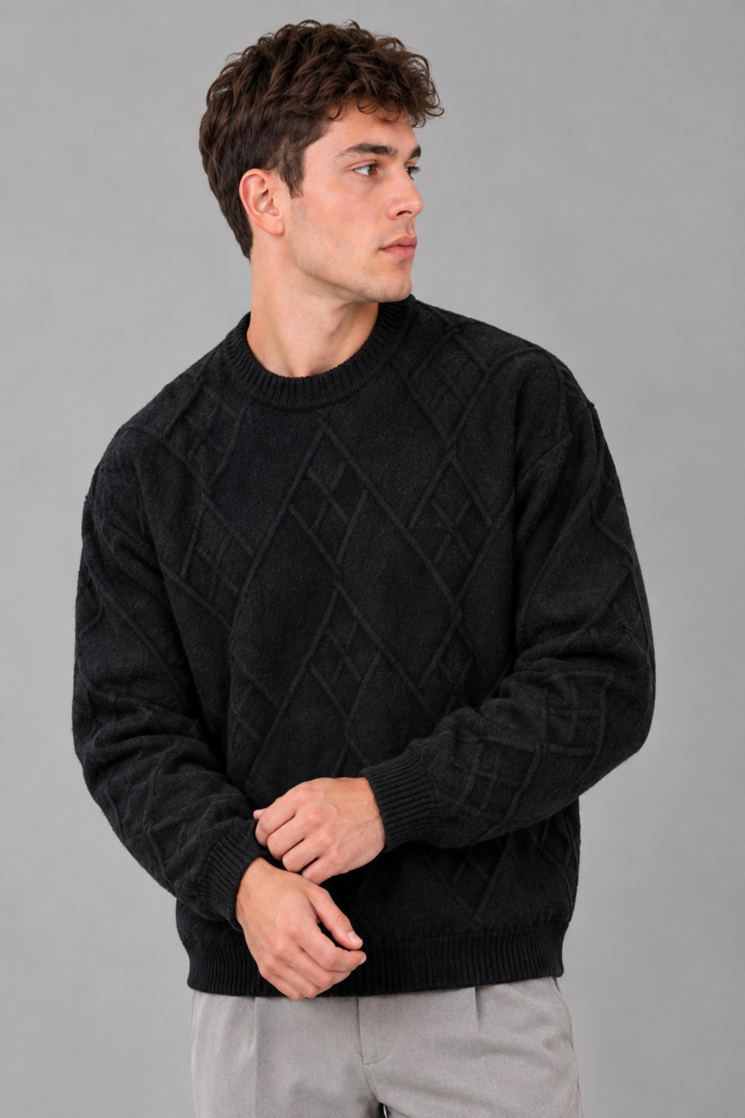 Çapraz Desen Oversize Kışlık Kazak DP 17567_10066