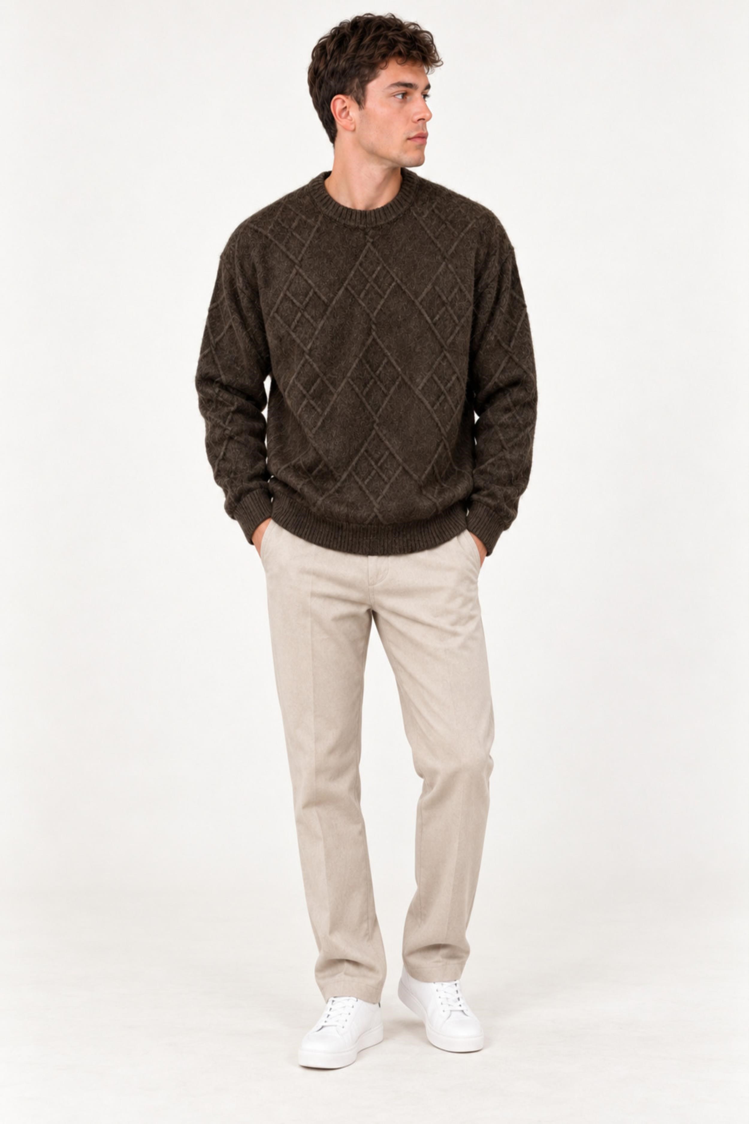 Çapraz Desen Oversize Kışlık Kazak DP 17567_10066
