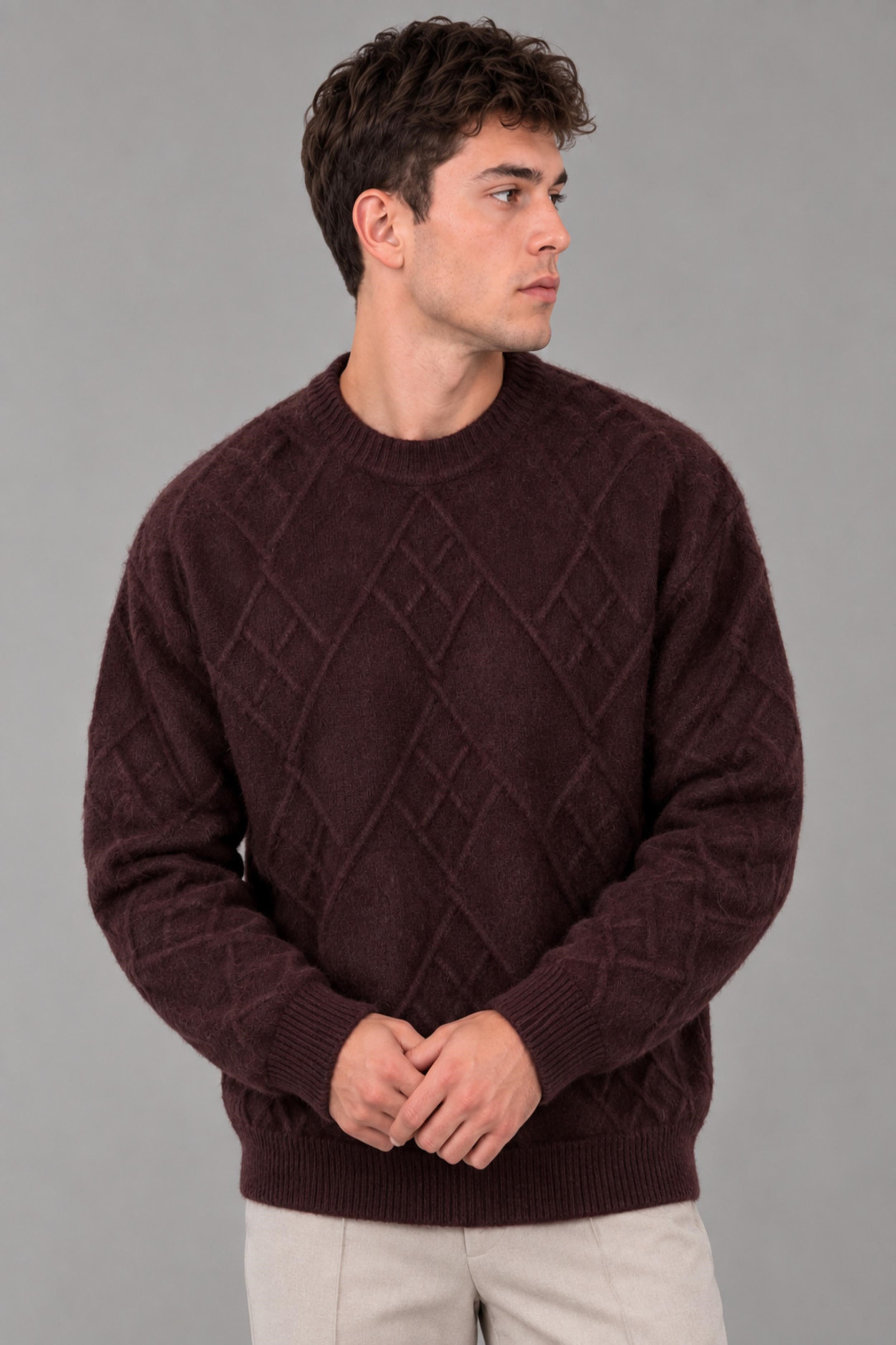 Çapraz Desen Oversize Kışlık Kazak DP 17567_10066