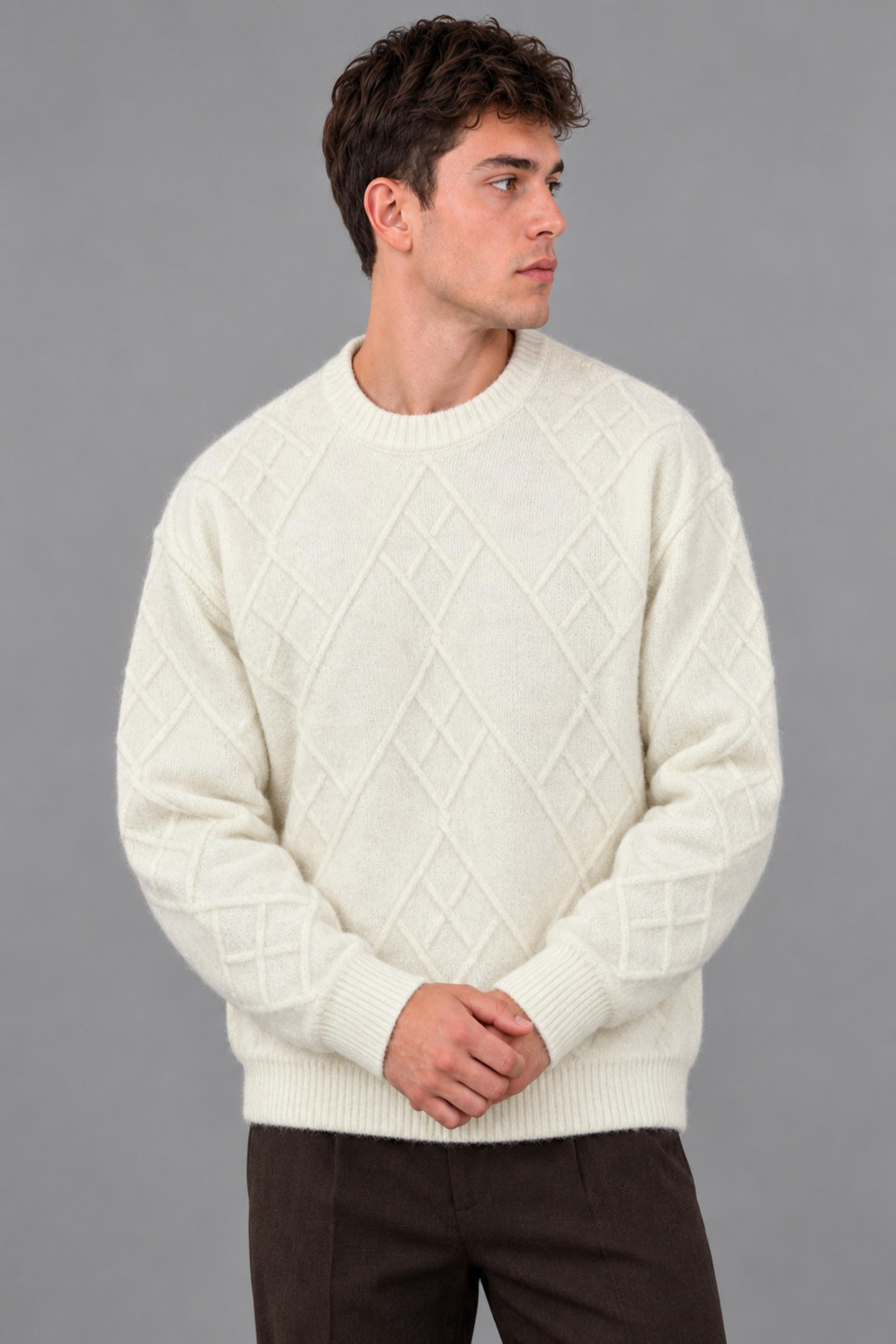 Çapraz Desen Oversize Kışlık Kazak DP 17567_10066