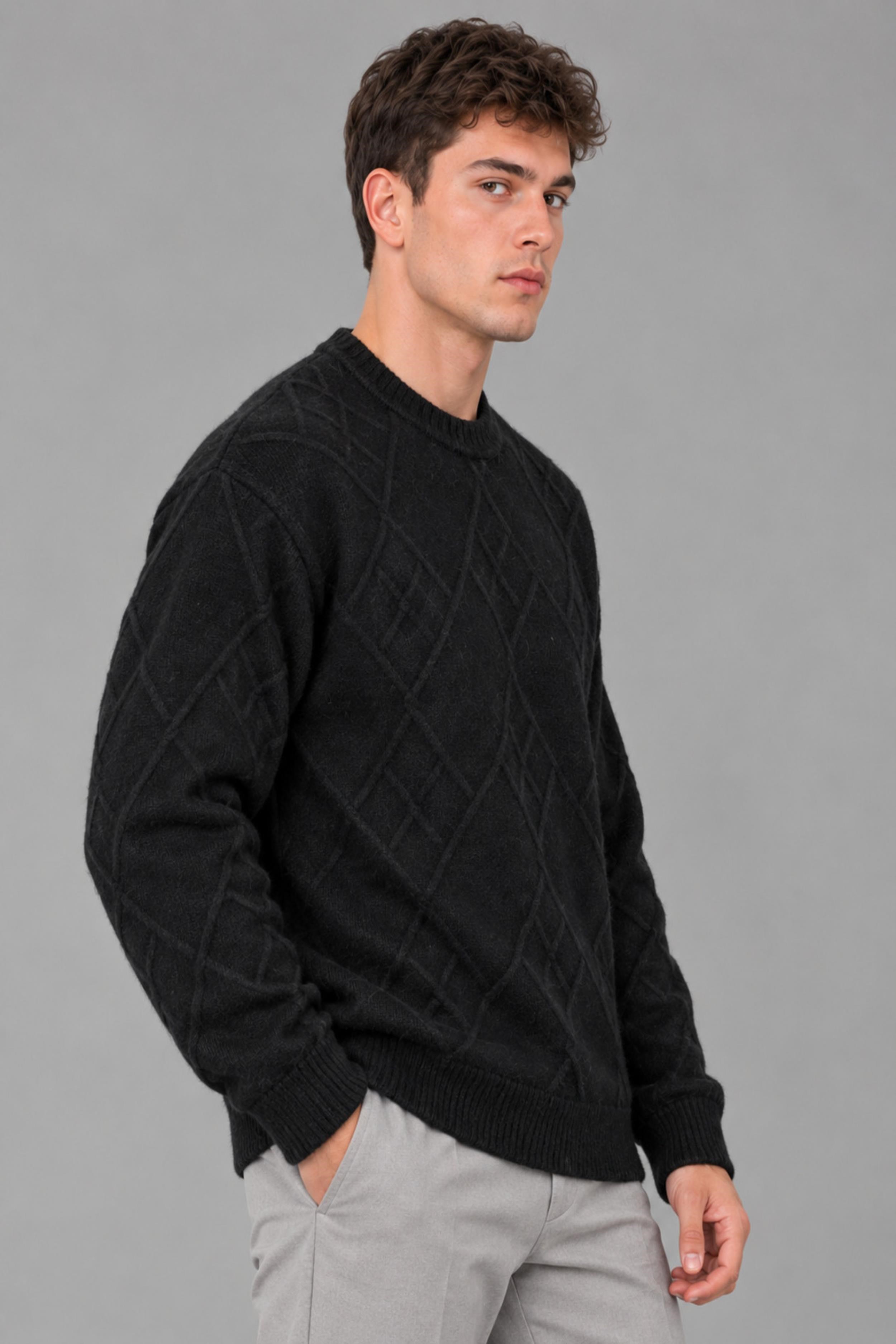 Çapraz Desen Oversize Kışlık Kazak DP 17567_10066