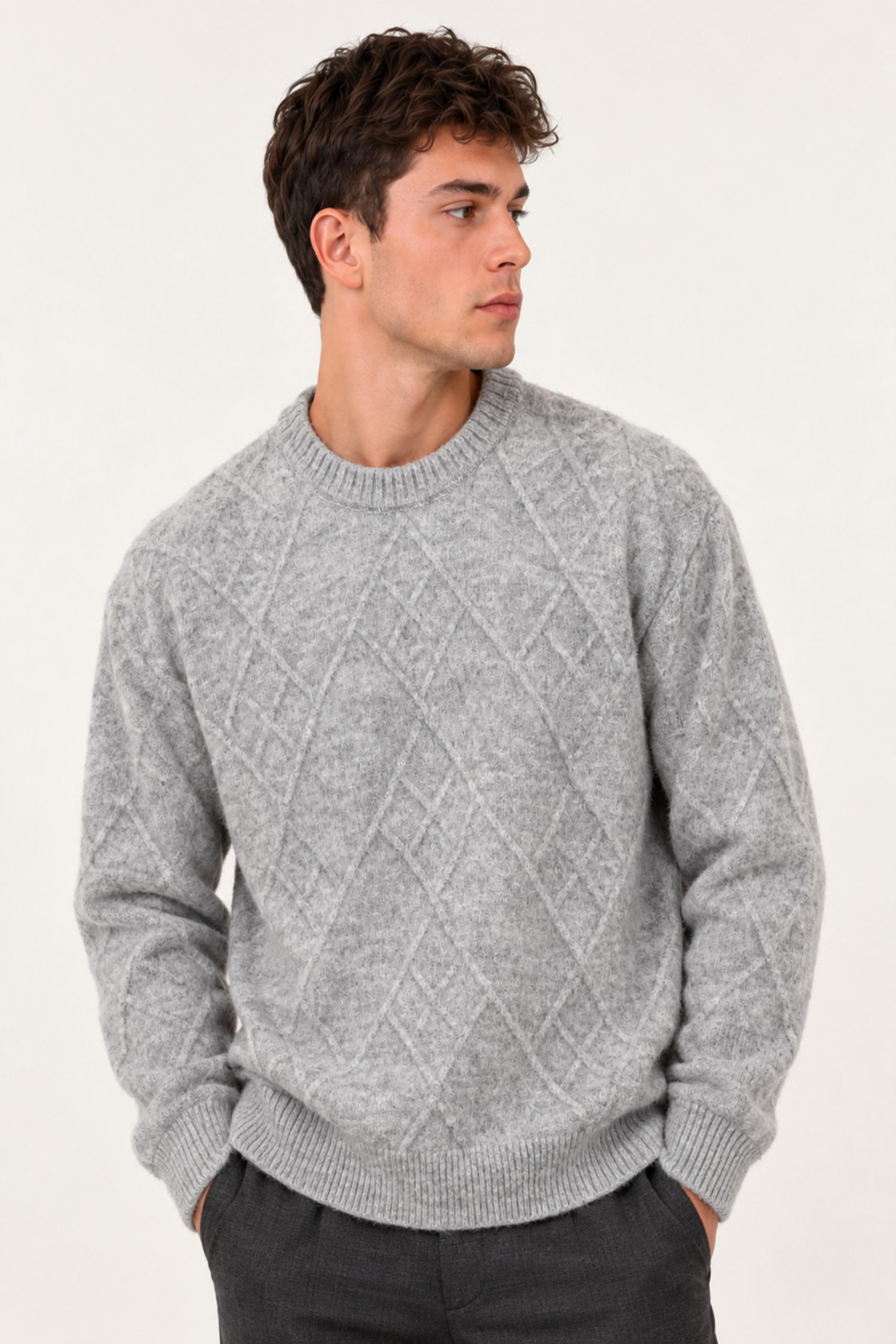 Çapraz Desen Oversize Kışlık Kazak DP 17567