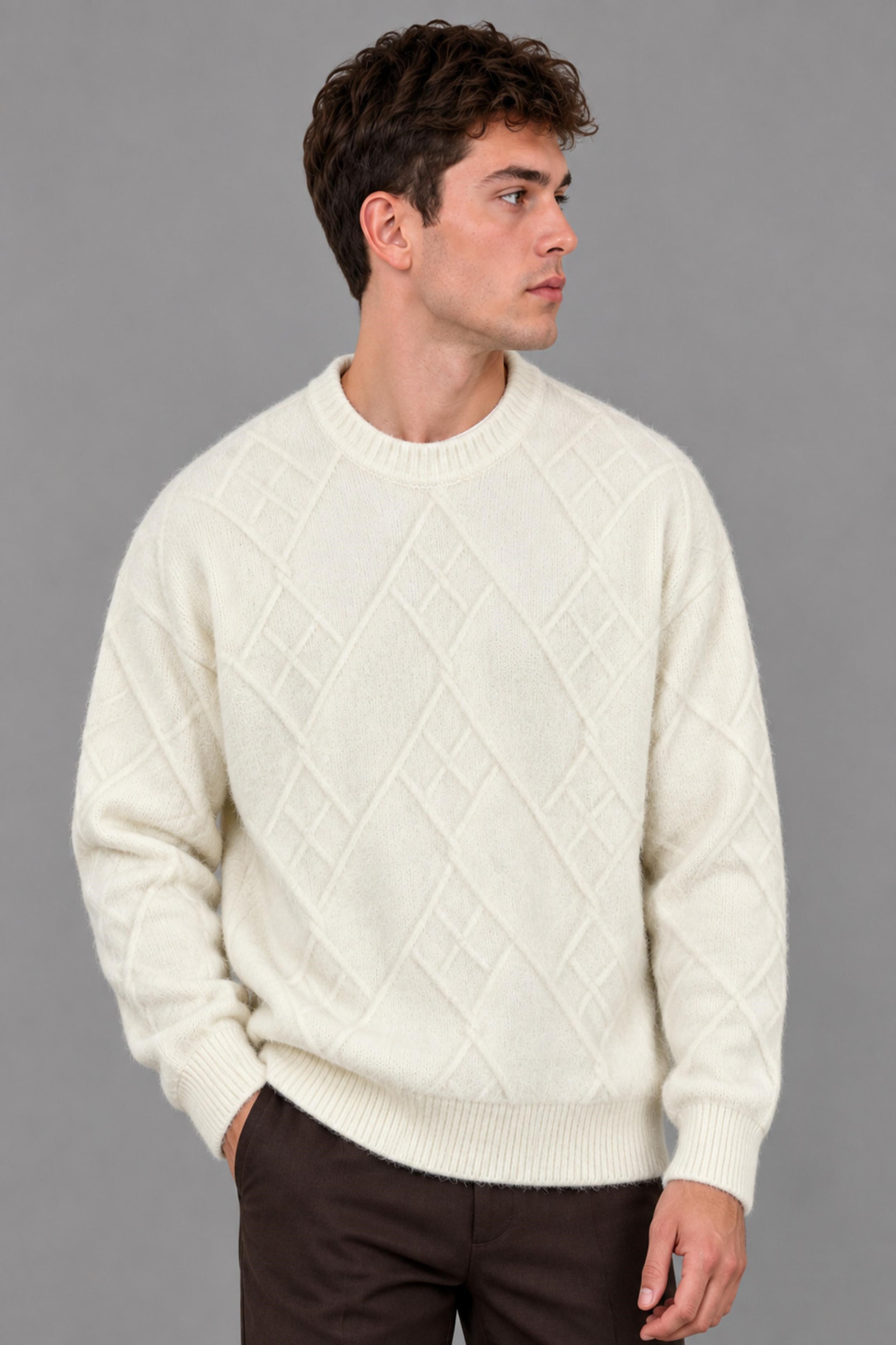 Çapraz Desen Oversize Kışlık Kazak DP 17567_10066