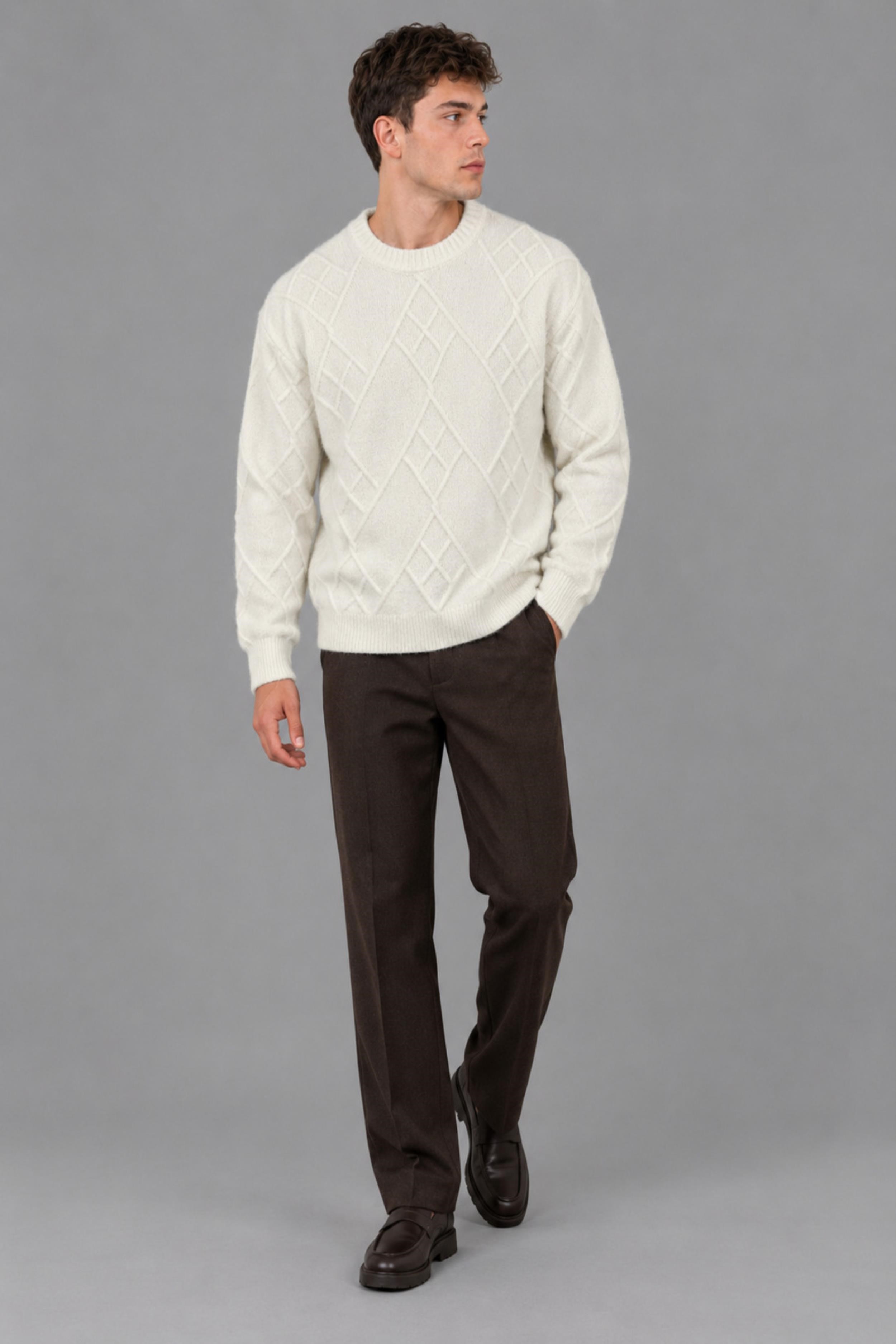 Çapraz Desen Oversize Kışlık Kazak DP 17567_10066