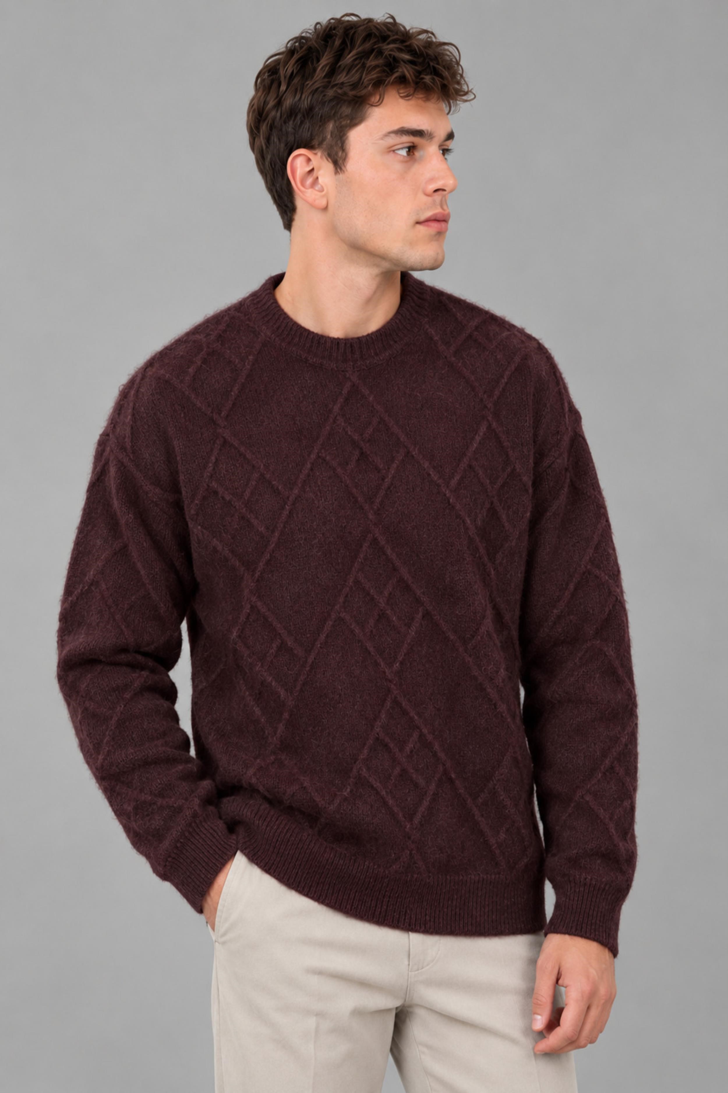 Çapraz Desen Oversize Kışlık Kazak DP 17567_10066