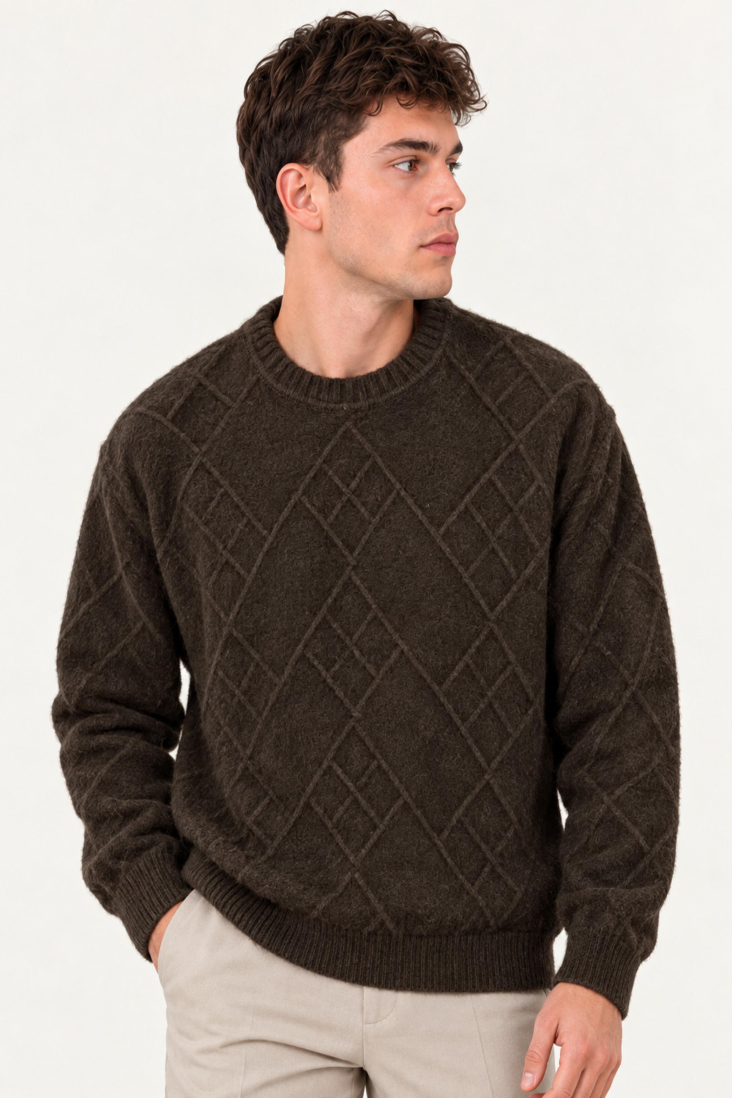 Çapraz Desen Oversize Kışlık Kazak DP 17567_10066