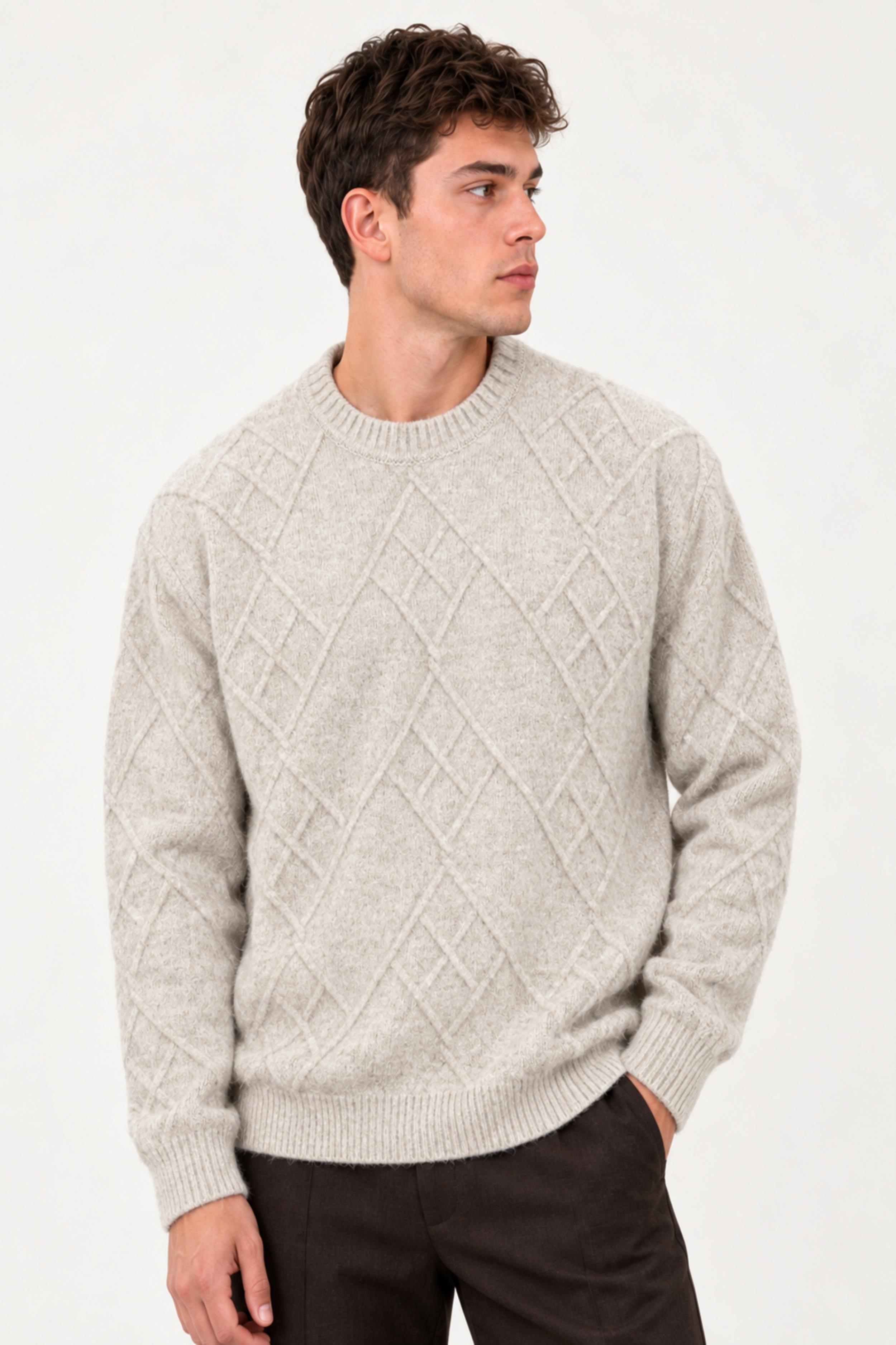 Çapraz Desen Oversize Kışlık Kazak DP 17567_10066