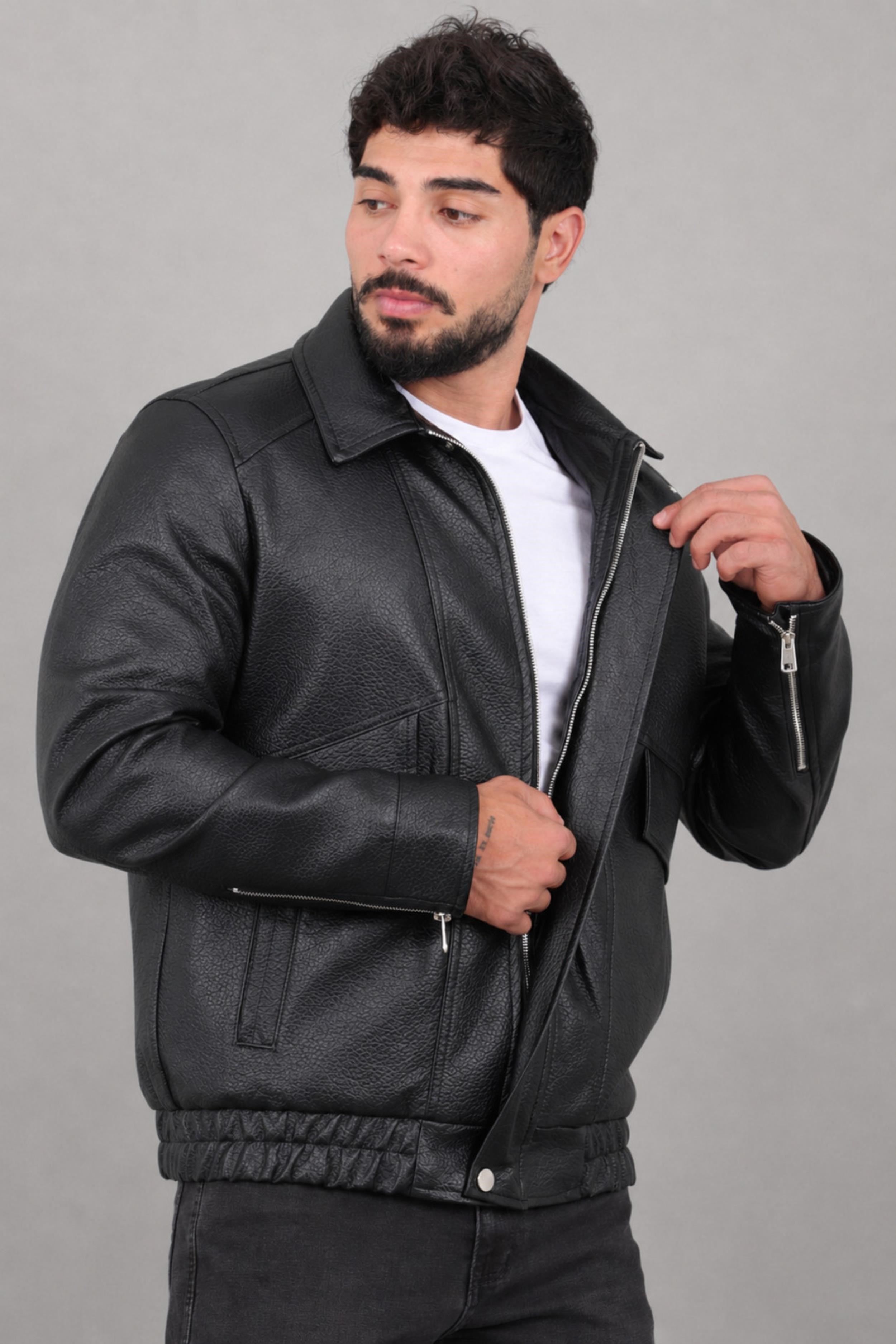 Çapraz Kapak Desenli Suni Deri Mont KMD 842_50528