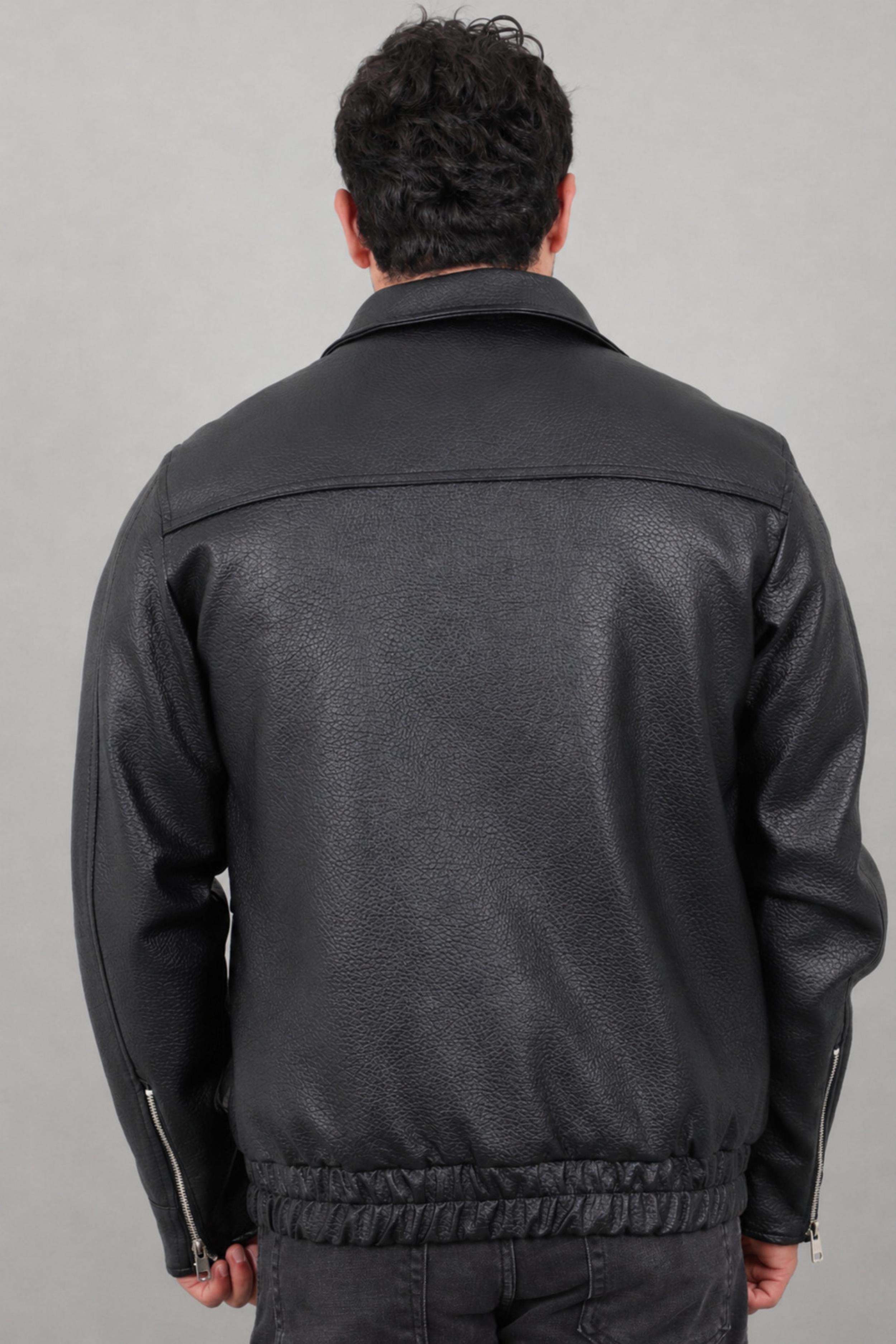 Çapraz Kapak Desenli Suni Deri Mont KMD 842_50528