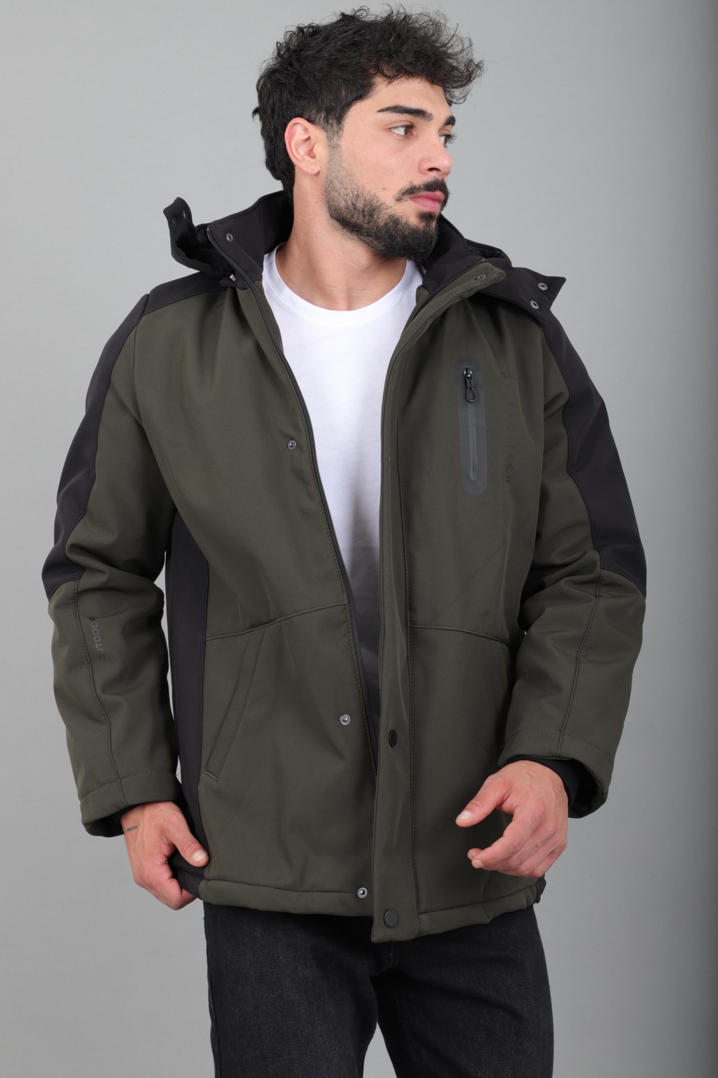 Çift Renk İçi Kürklü Softshell Kışlık Mont PLDP 3041_50525