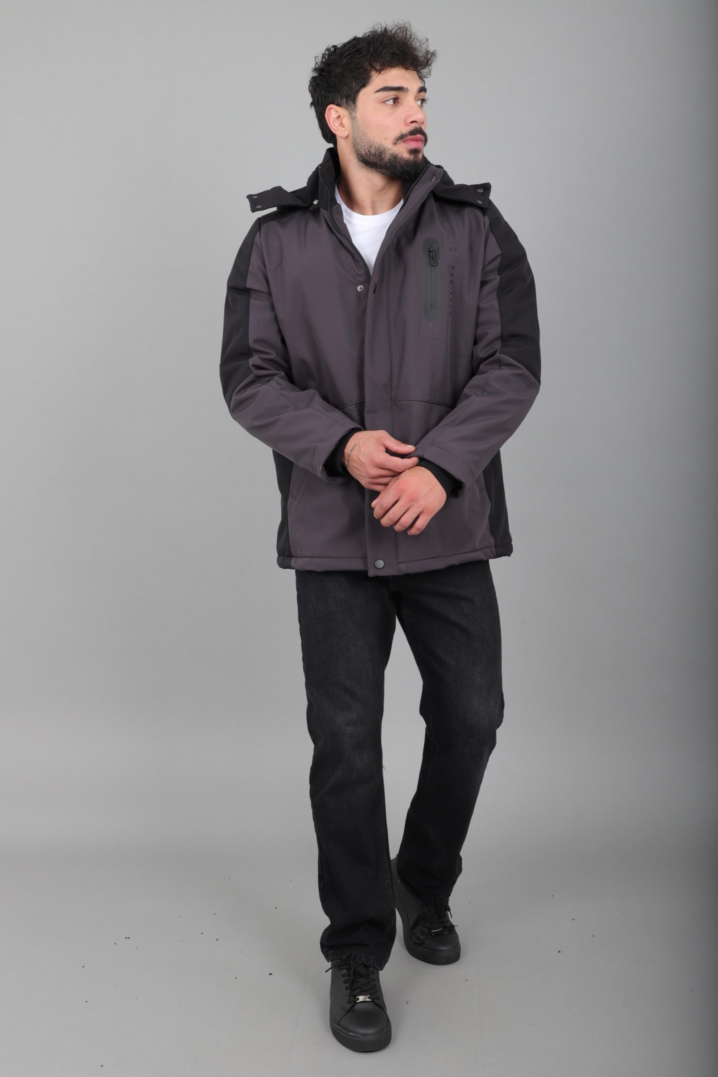 Çift Renk İçi Kürklü Softshell Kışlık Mont PLDP 3041_50525