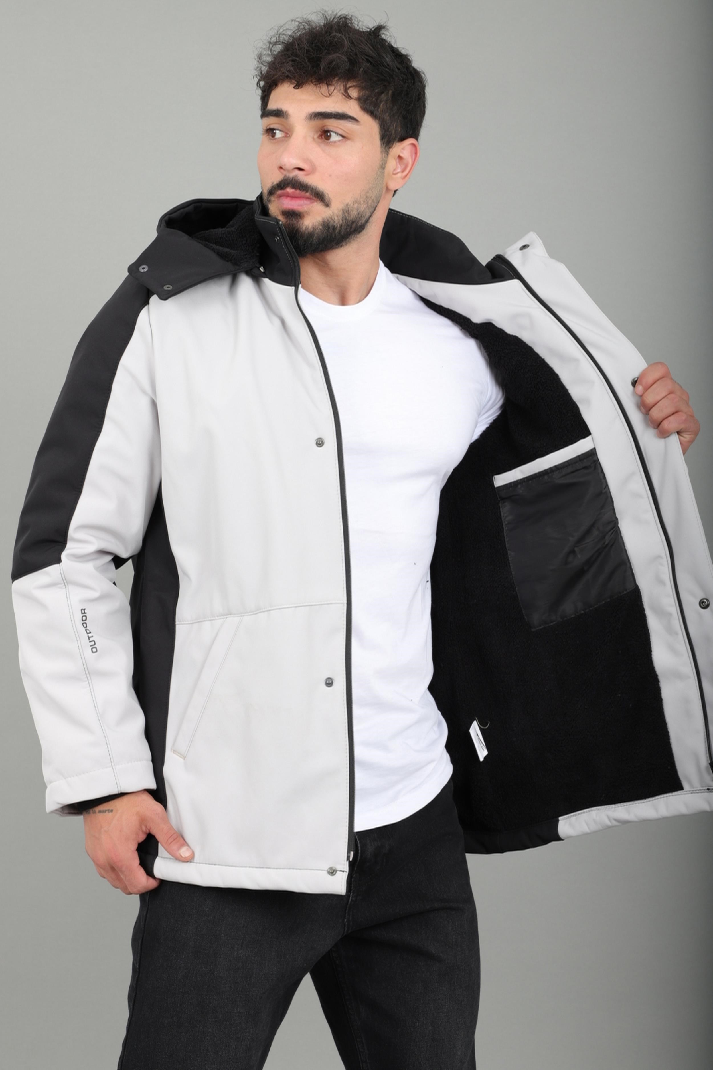 Çift Renk İçi Kürklü Softshell Kışlık Mont PLDP 3041_50525
