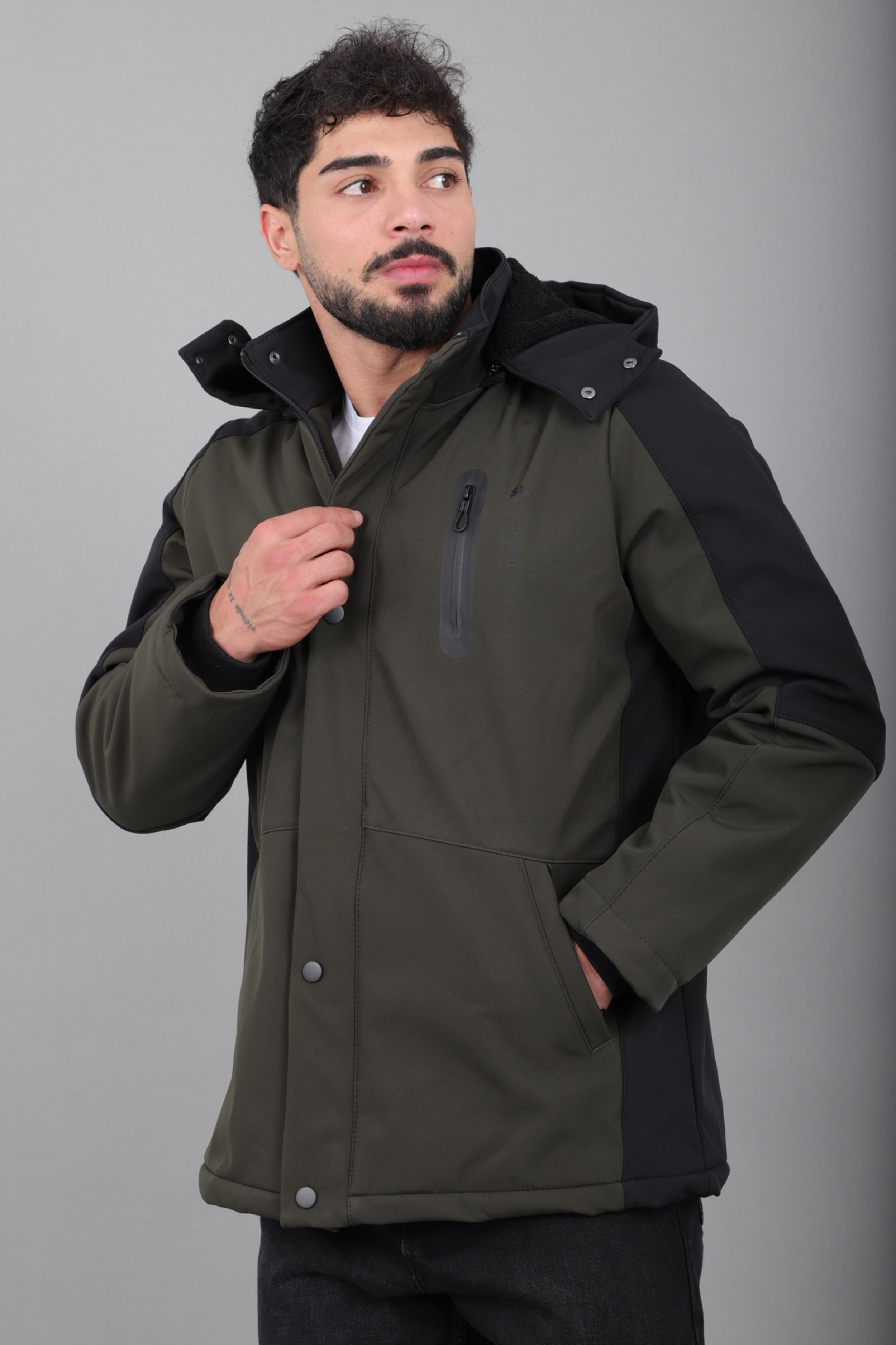 Çift Renk İçi Kürklü Softshell Kışlık Mont PLDP 3041_50525