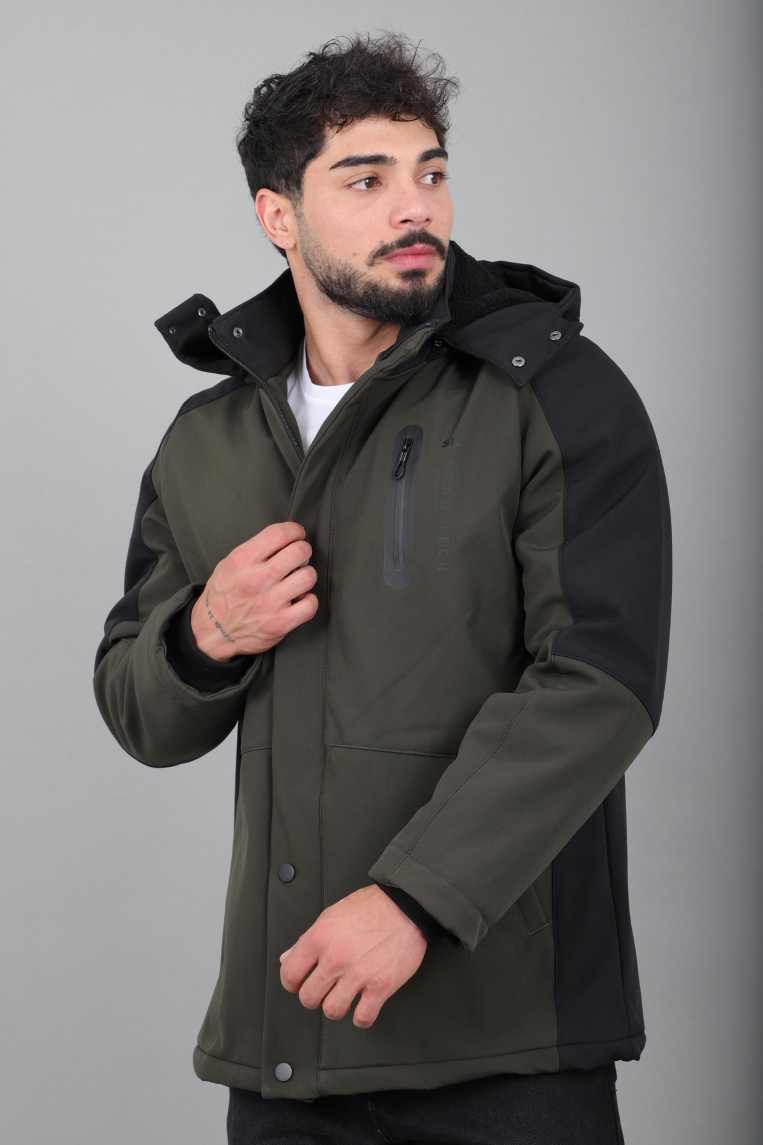Çift Renk İçi Kürklü Softshell Kışlık Mont PLDP 3041_50525