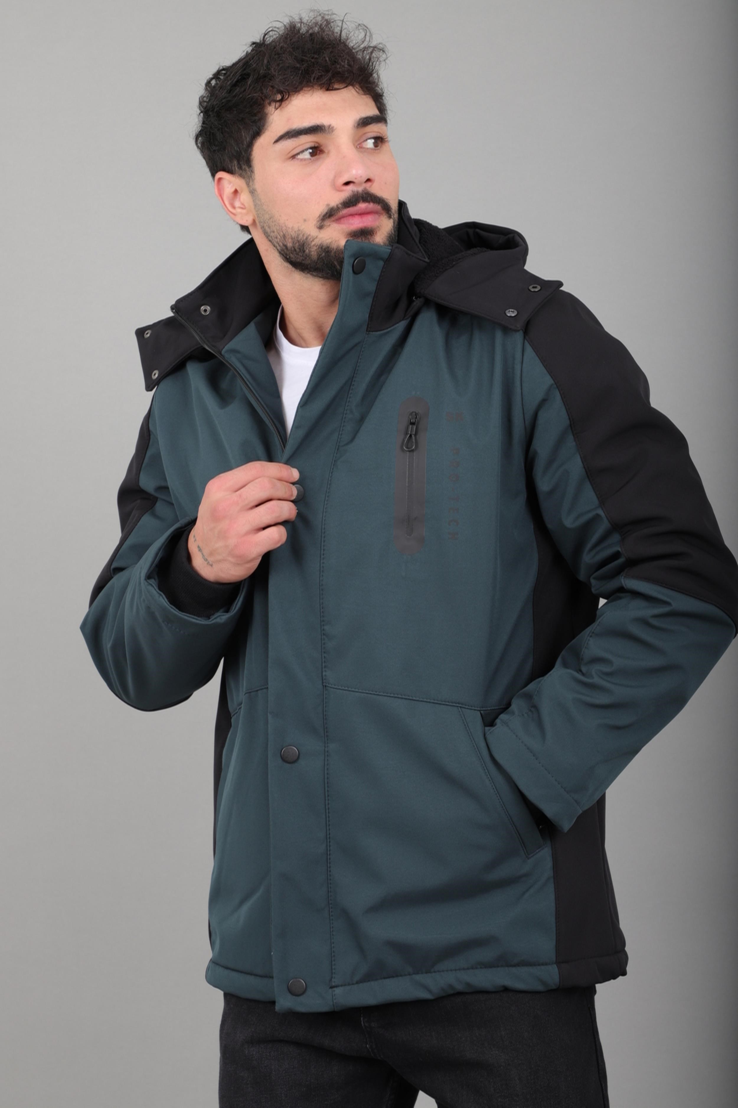 Çift Renk İçi Kürklü Softshell Kışlık Mont PLDP 3041_50525