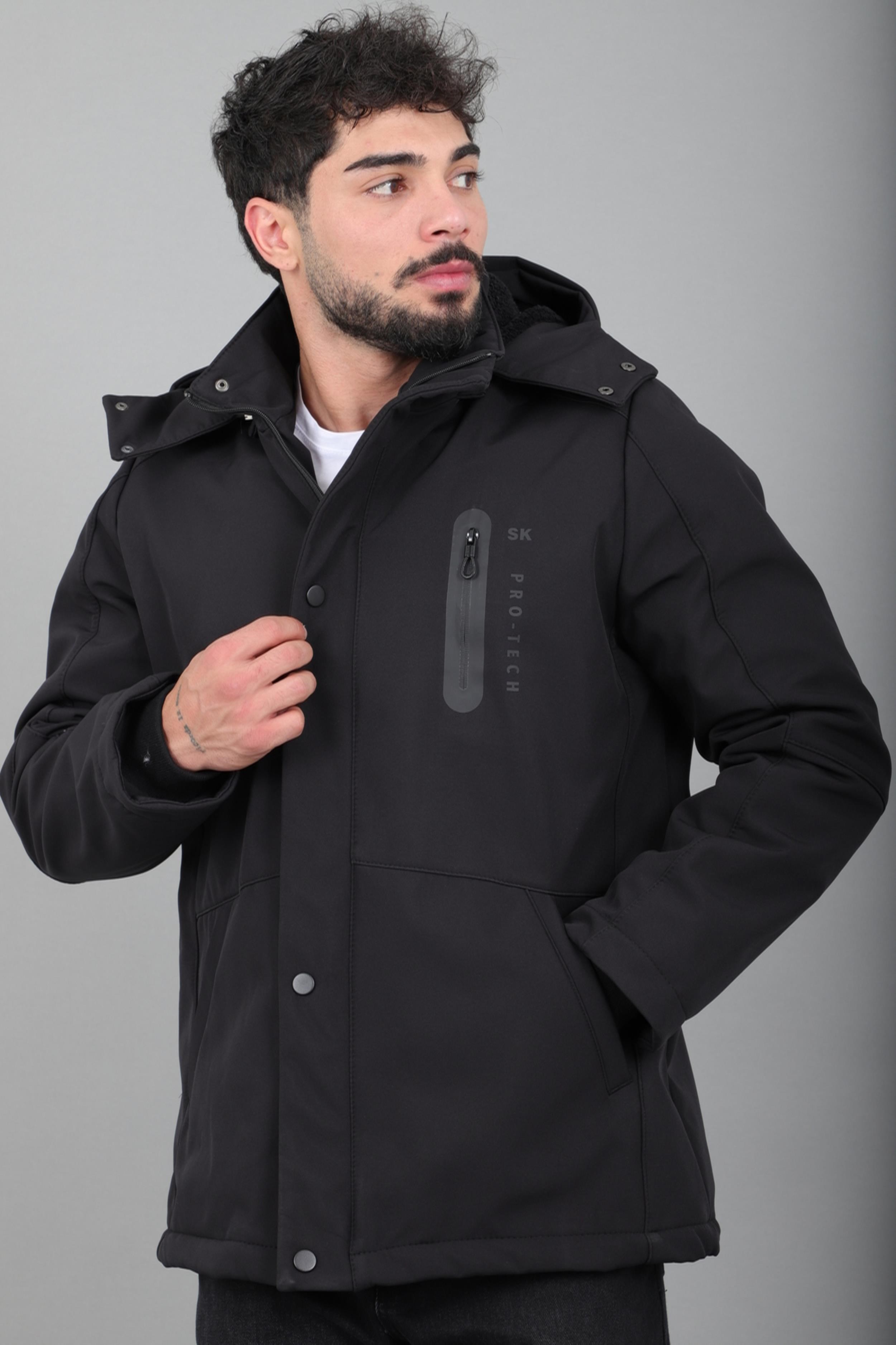 Çift Renk İçi Kürklü Softshell Kışlık Mont PLDP 3041_50525