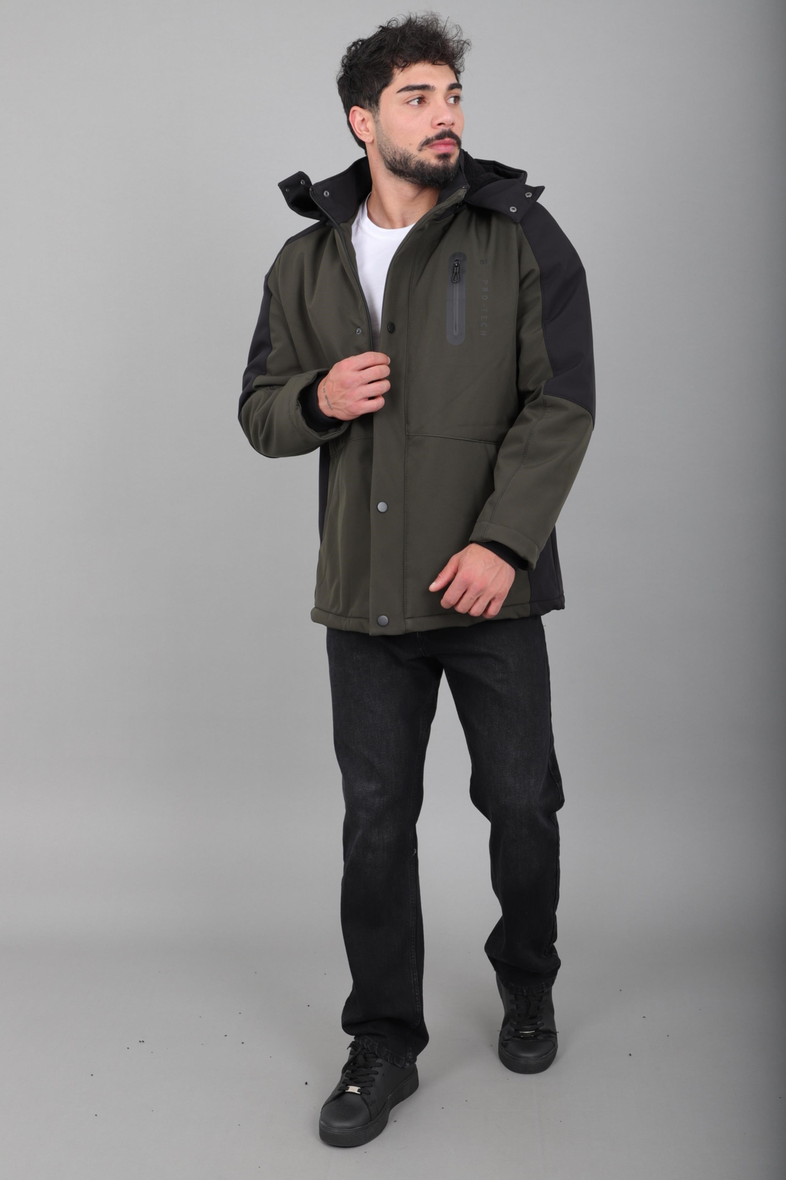 Çift Renk İçi Kürklü Softshell Kışlık Mont PLDP 3041_50525