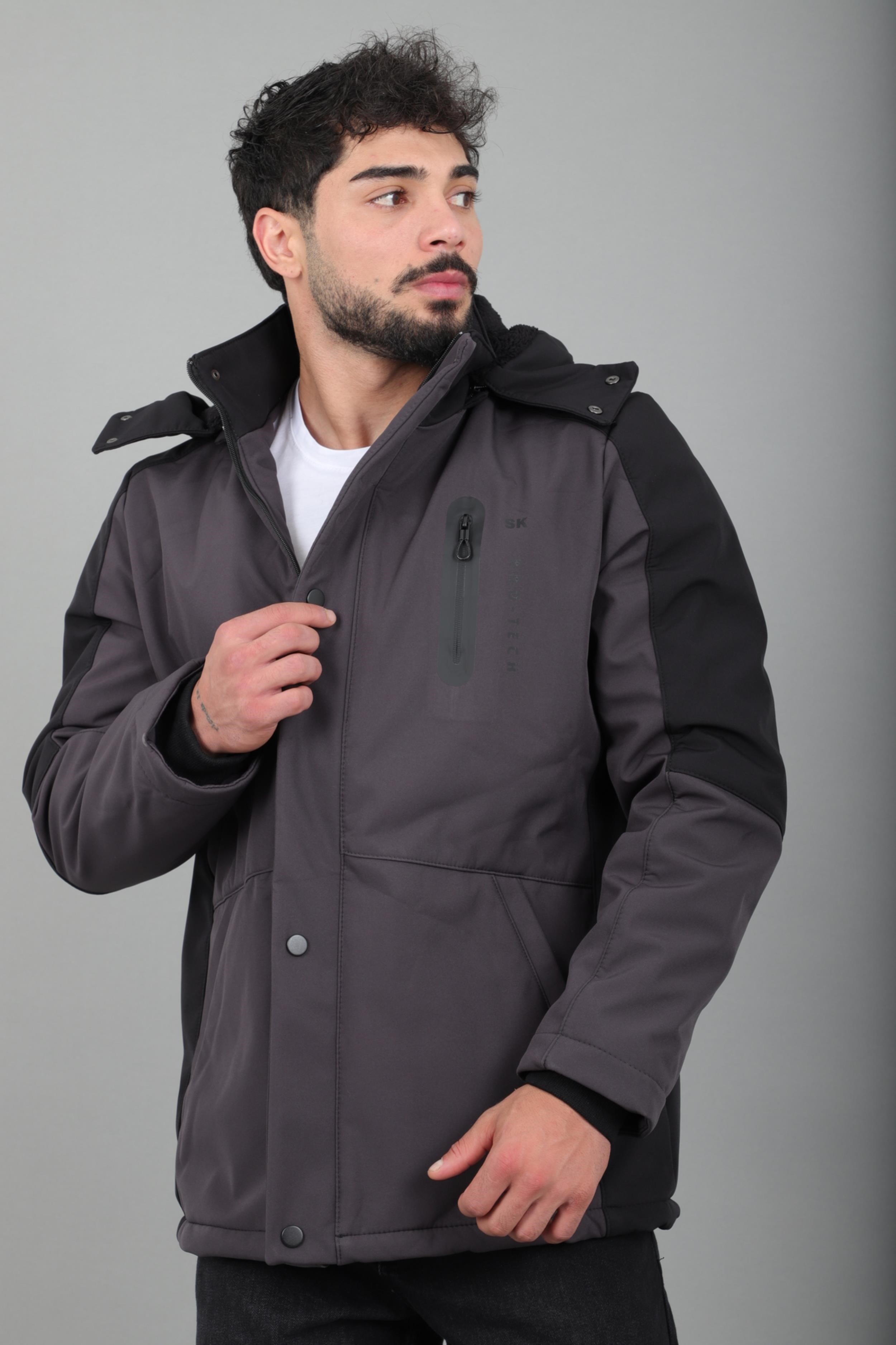 Çift Renk İçi Kürklü Softshell Kışlık Mont PLDP 3041_50525
