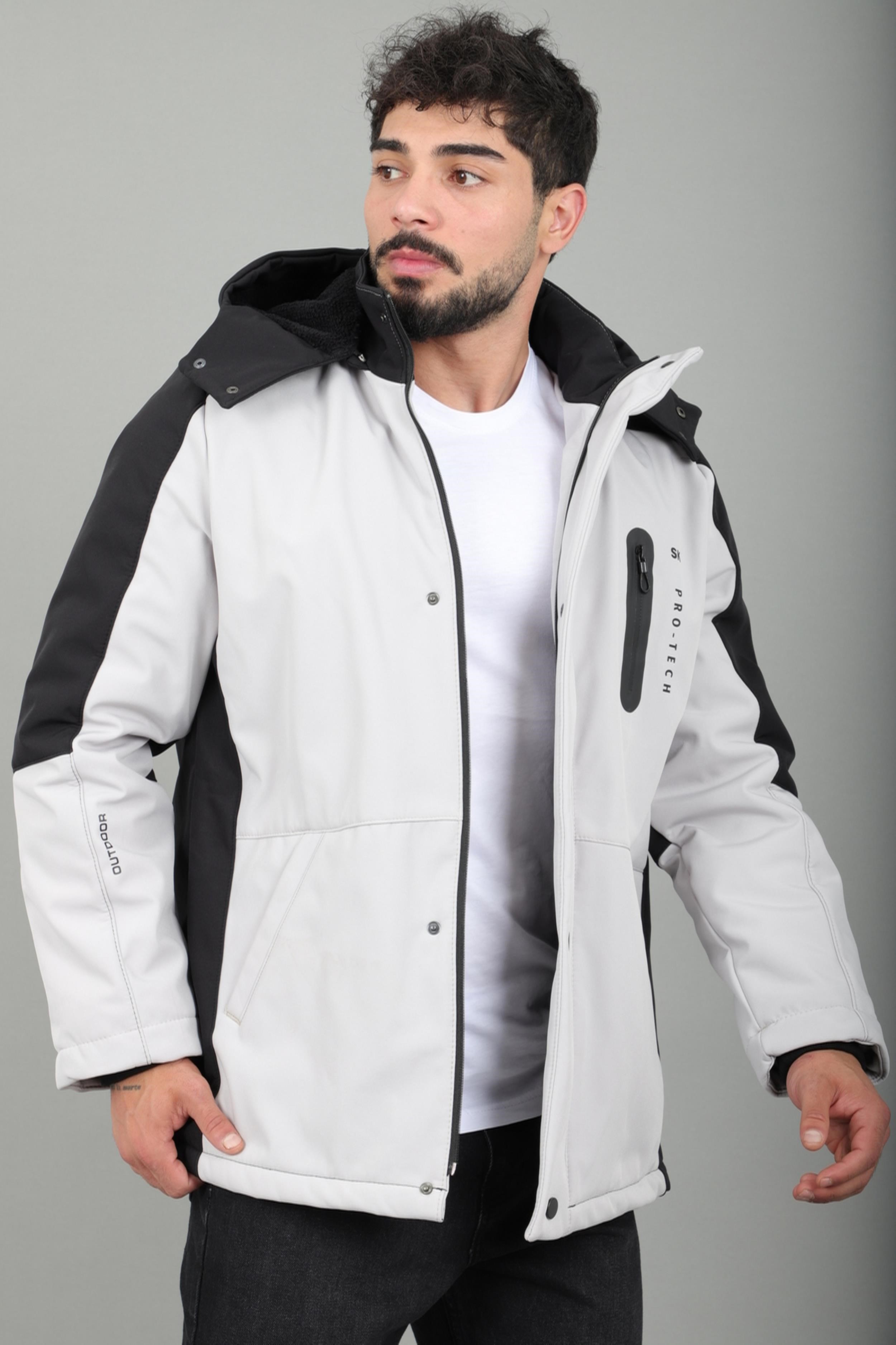 Çift Renk İçi Kürklü Softshell Kışlık Mont PLDP 3041_50525