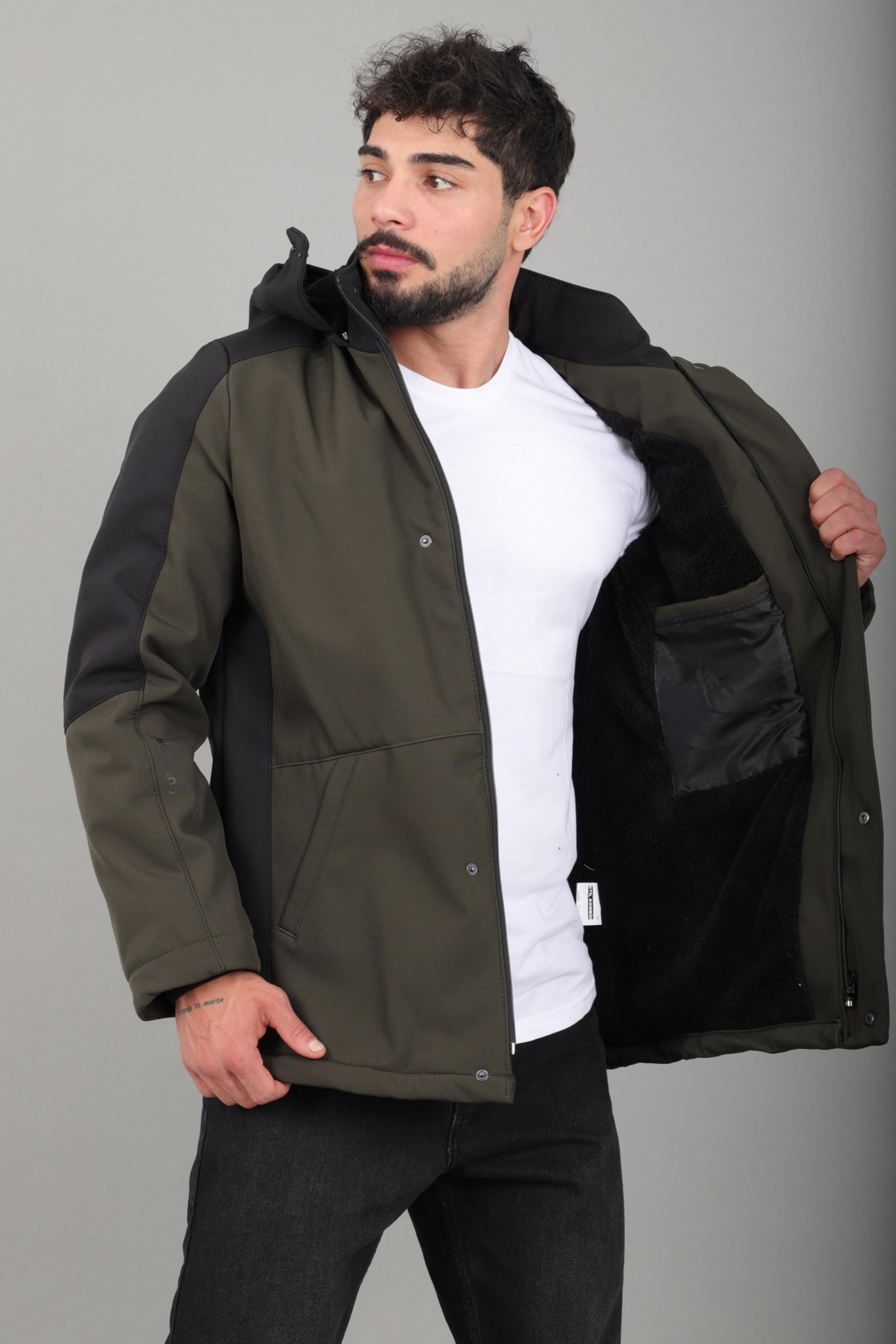 Çift Renk İçi Kürklü Softshell Kışlık Mont PLDP 3041_50525