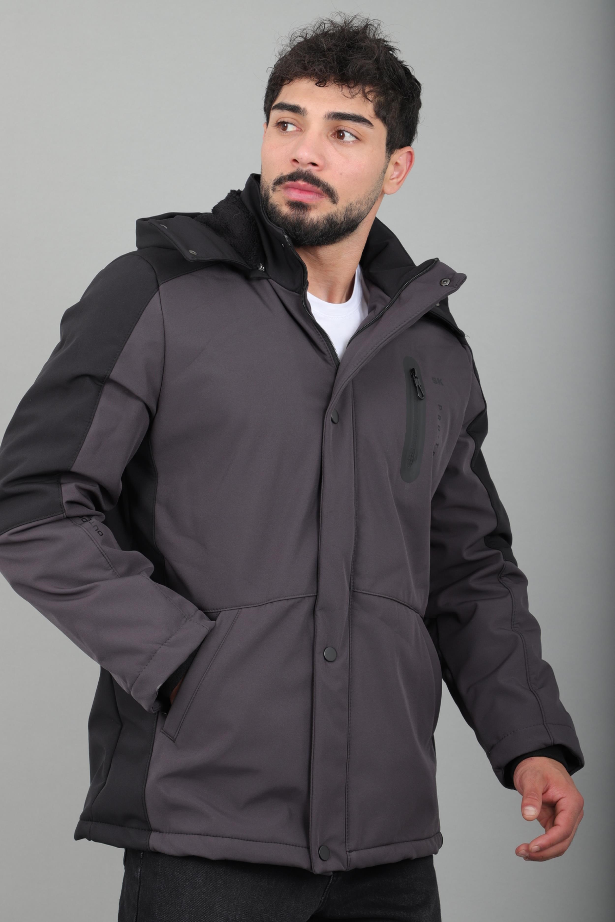 Çift Renk İçi Kürklü Softshell Kışlık Mont PLDP 3041_50525
