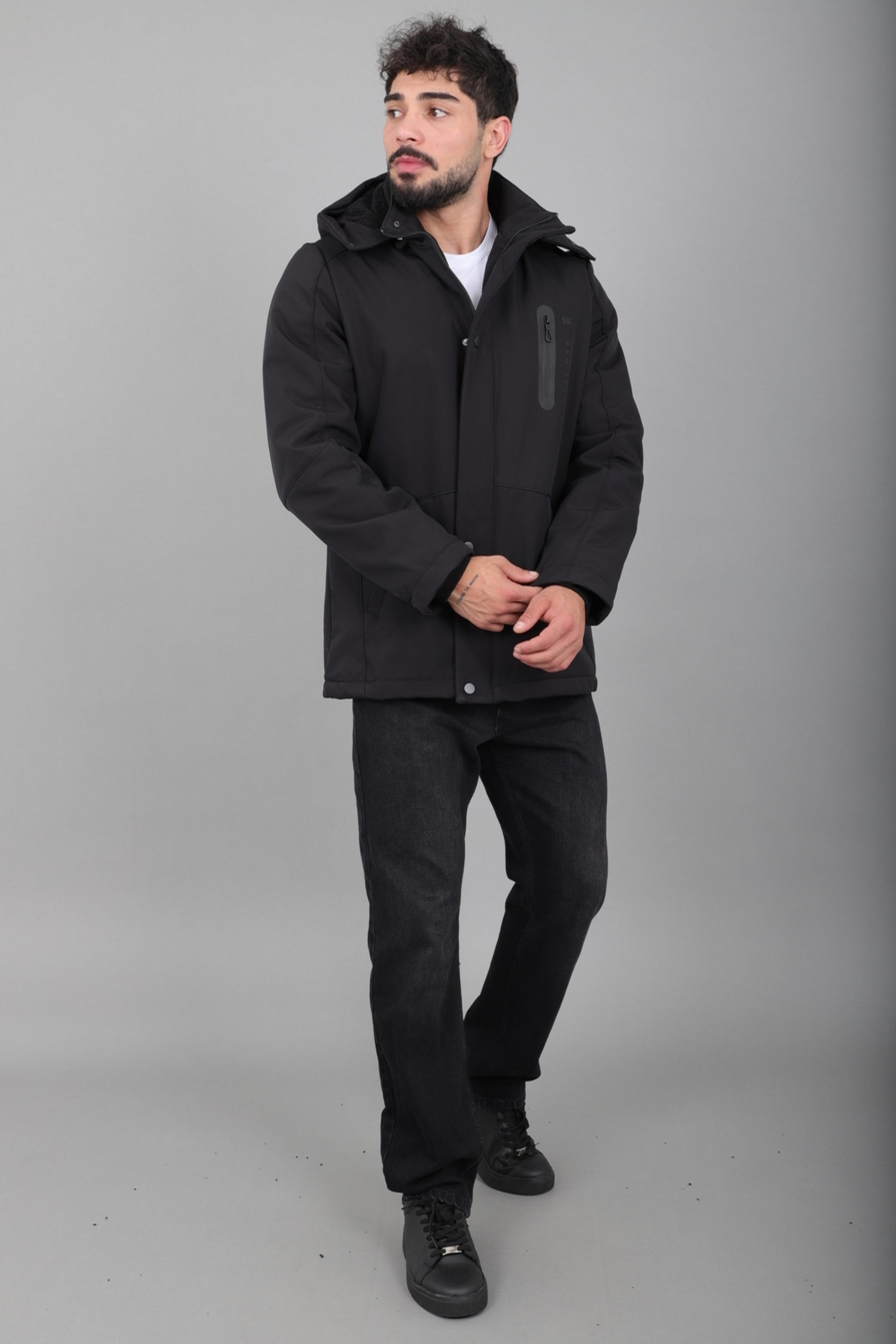 Çift Renk İçi Kürklü Softshell Kışlık Mont PLDP 3041_50525