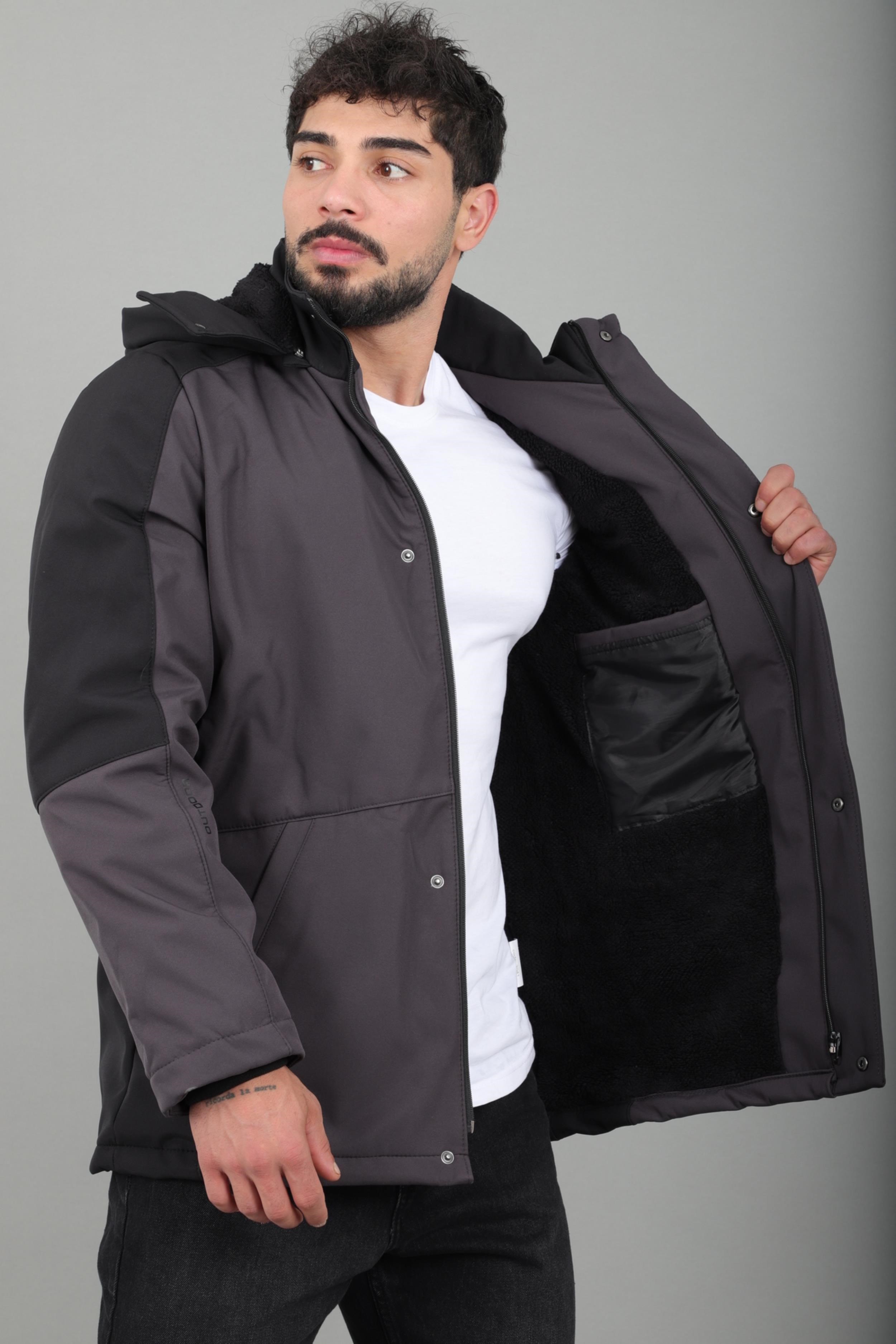 Çift Renk İçi Kürklü Softshell Kışlık Mont PLDP 3041_50525