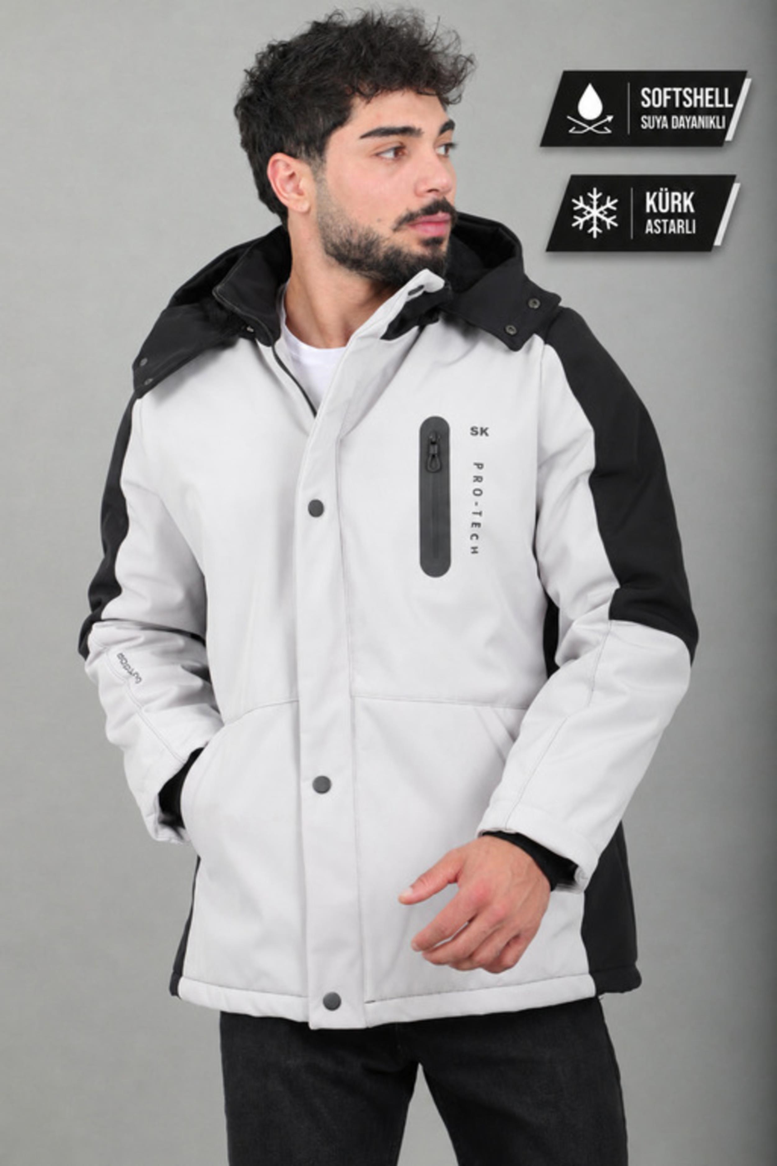 Çift Renk İçi Kürklü Softshell Kışlık Mont PLDP 3041_50525