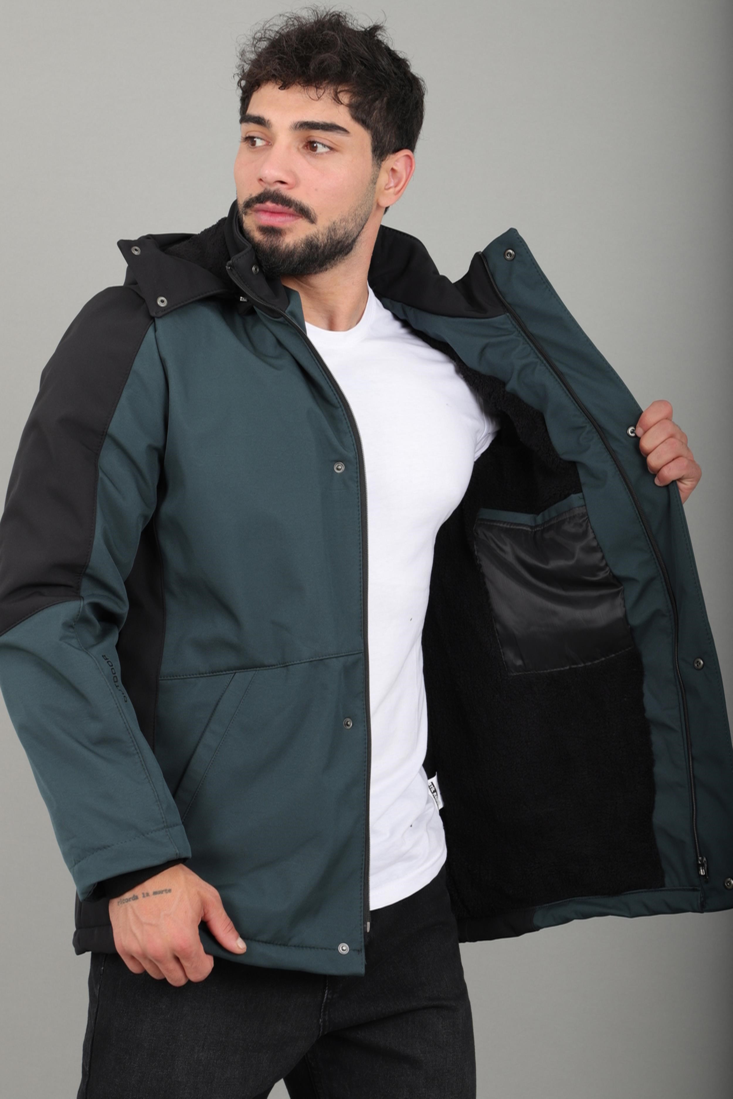 Çift Renk İçi Kürklü Softshell Kışlık Mont PLDP 3041_50525