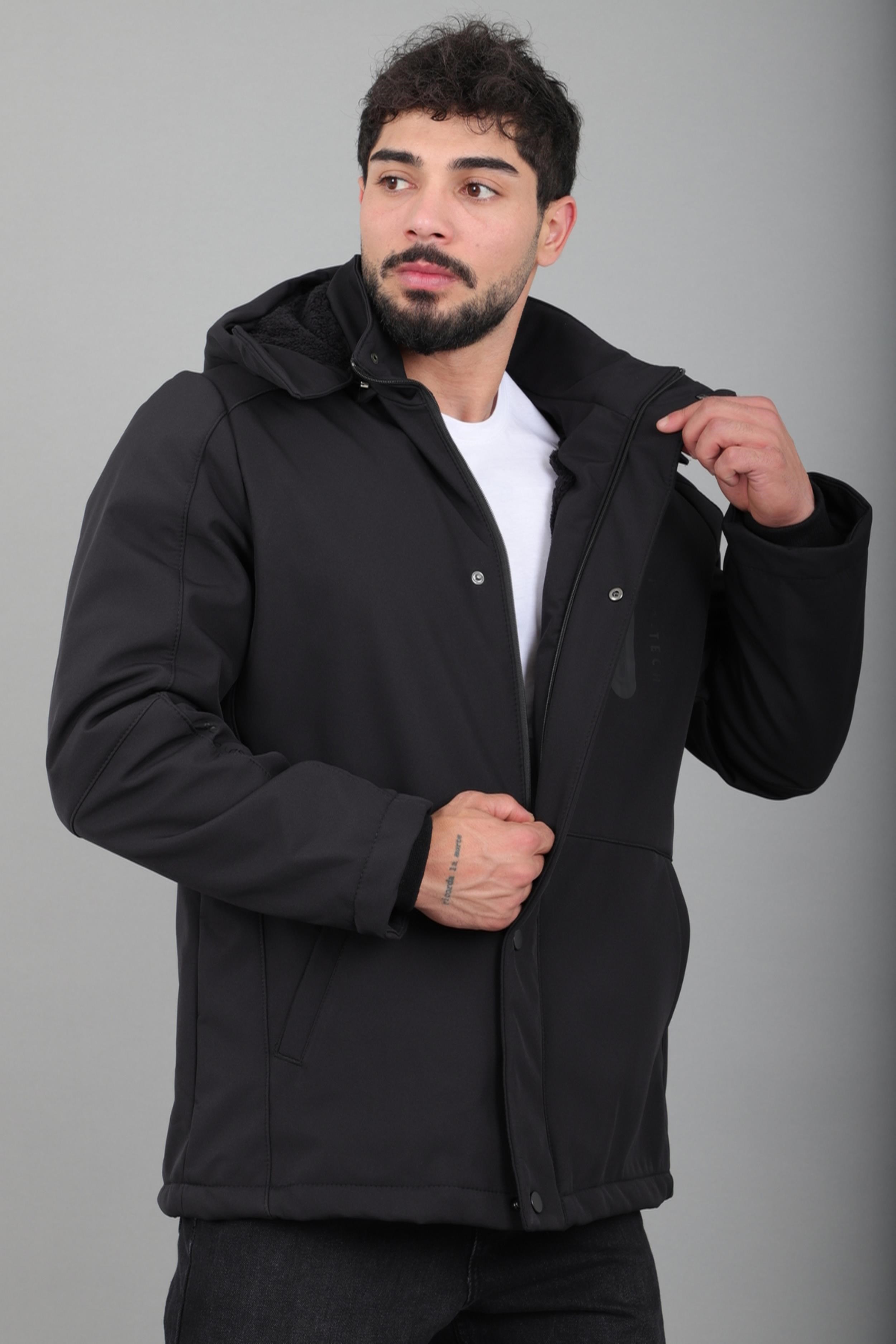 Çift Renk İçi Kürklü Softshell Kışlık Mont PLDP 3041_50525