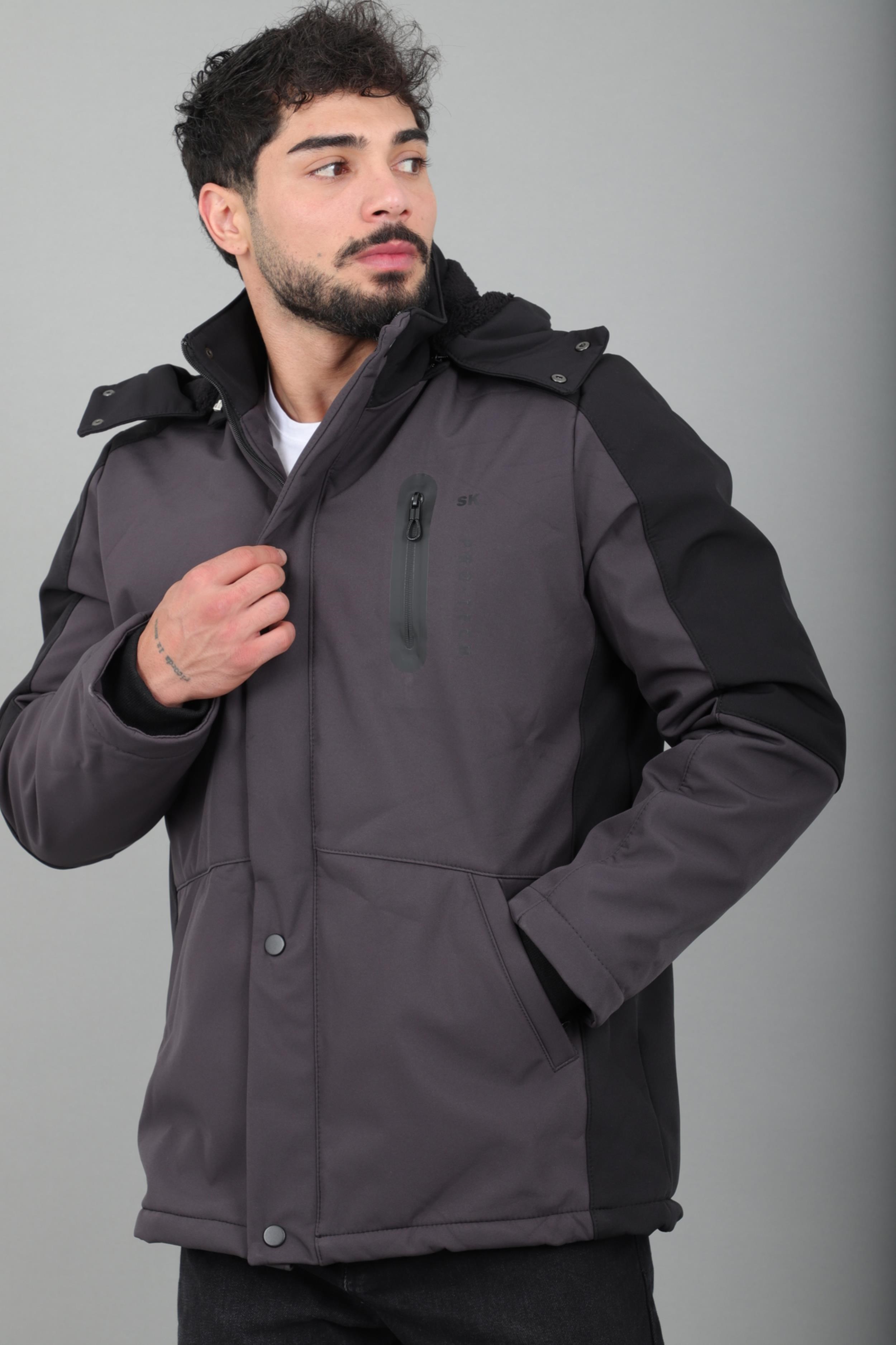 Çift Renk İçi Kürklü Softshell Kışlık Mont PLDP 3041_50525