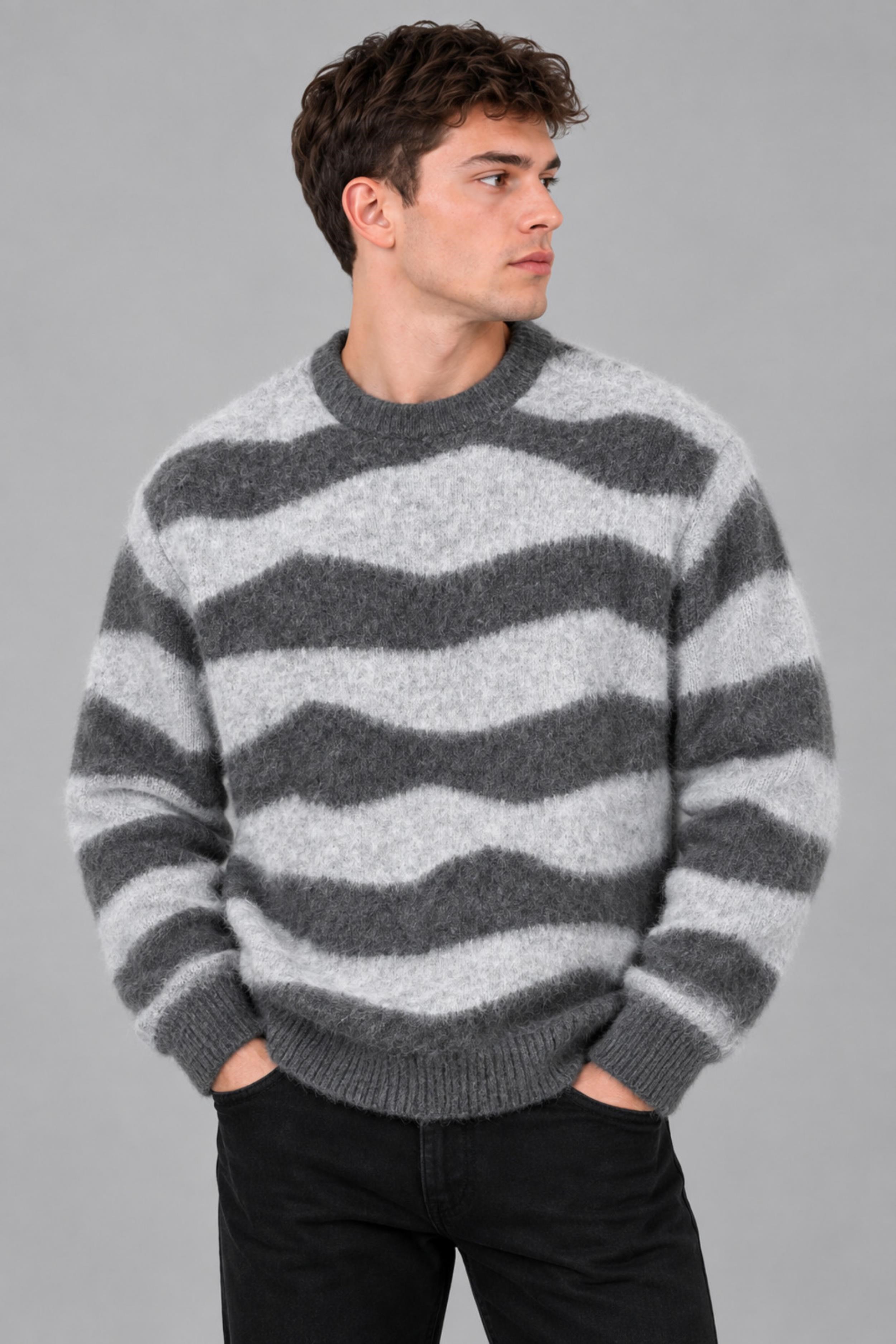 Desenli Oversize Kışlık Kazak DP 18396