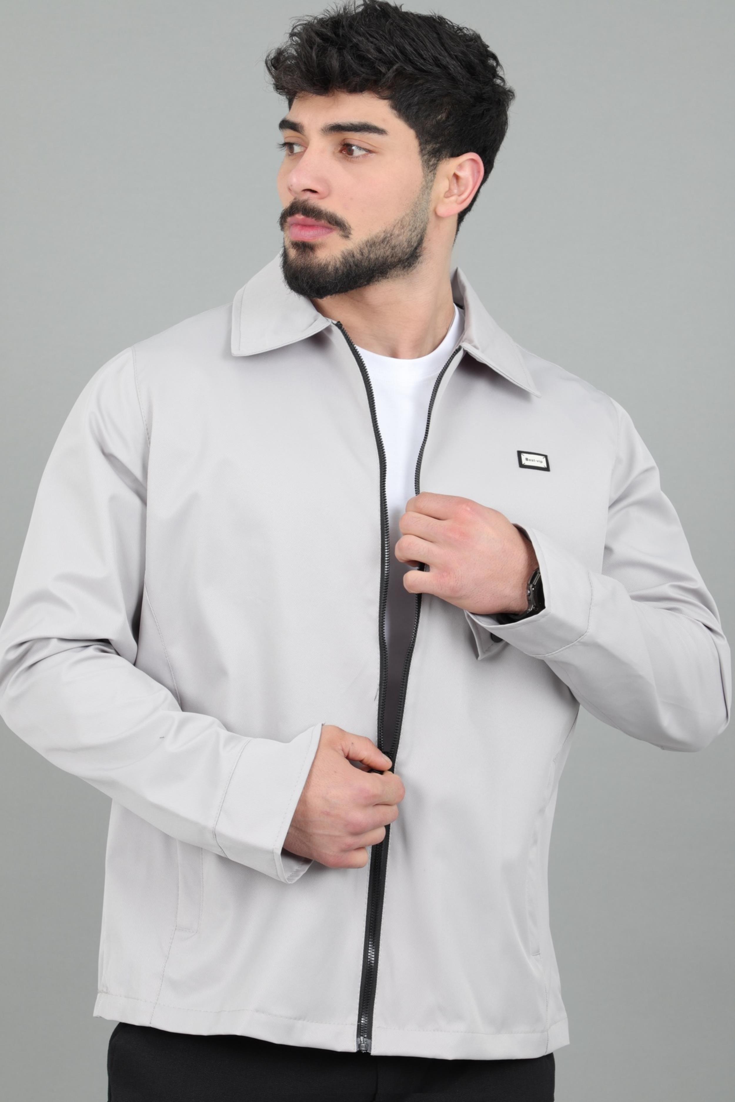 Diagonel Kumaş Yakalı Fermuarlı Mevsimlik Mont PLDP 3031_60391