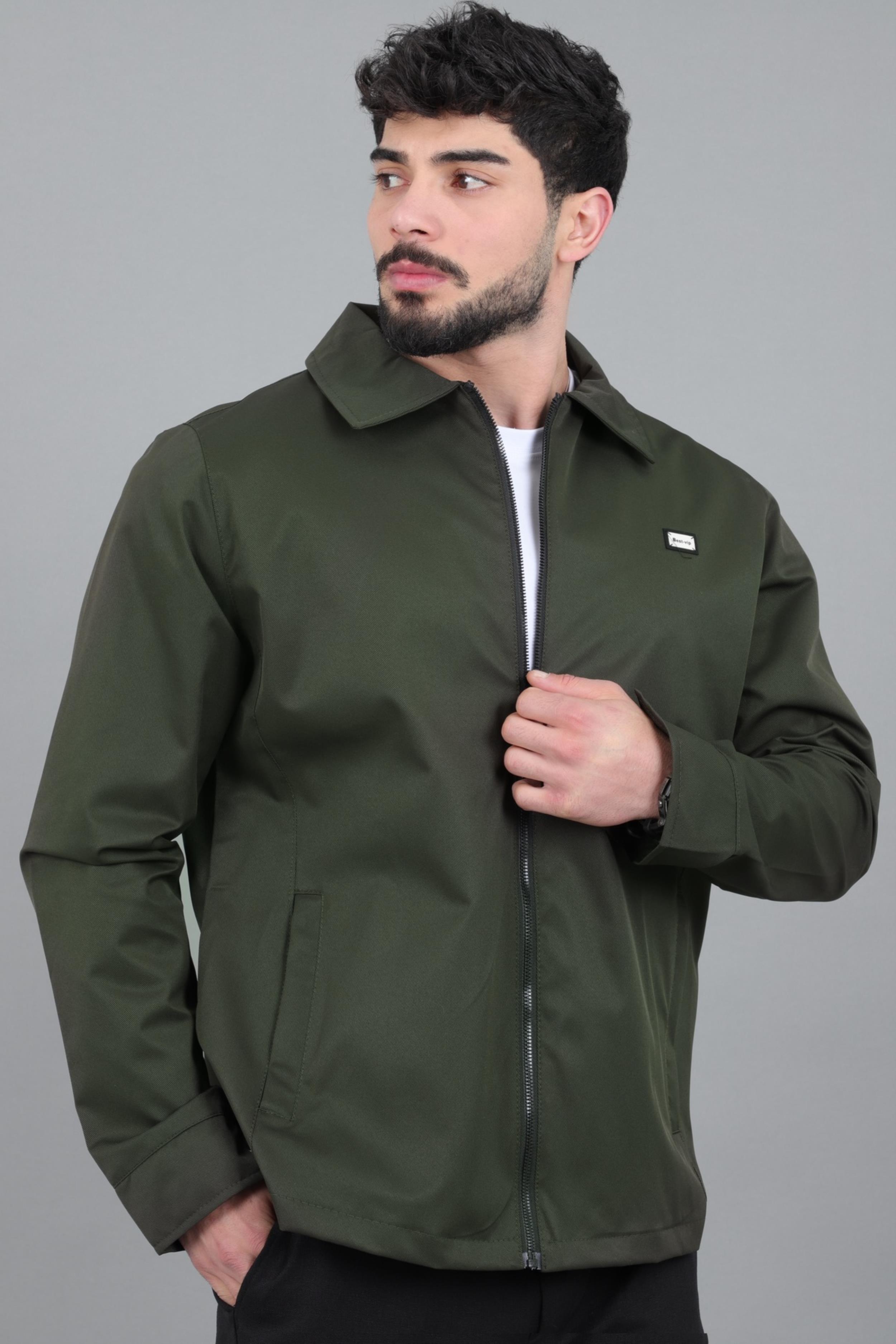 Diagonel Kumaş Yakalı Fermuarlı Mevsimlik Mont PLDP 3031_60391