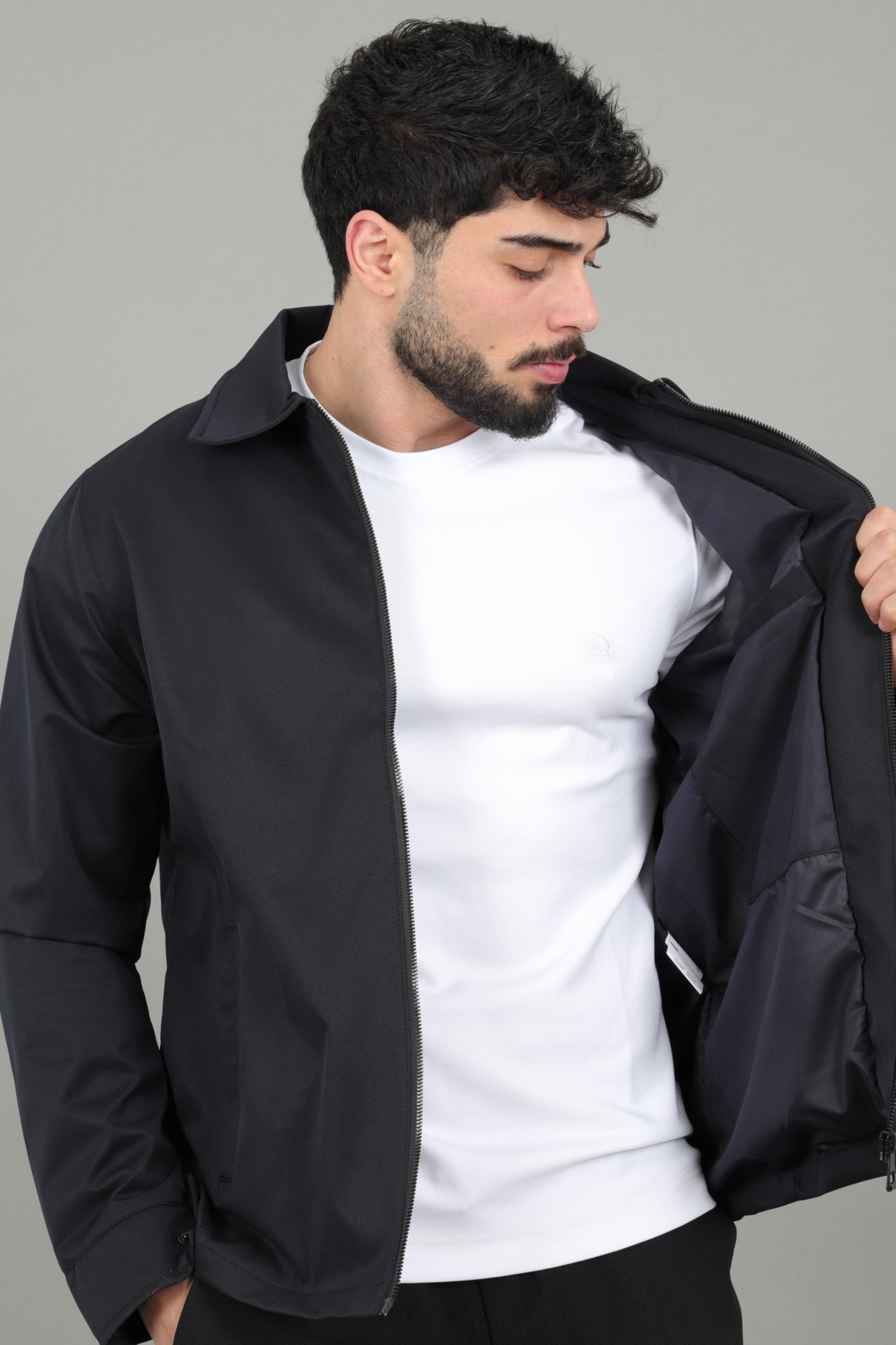 Diagonel Kumaş Yakalı Fermuarlı Mevsimlik Mont PLDP 3031_60391
