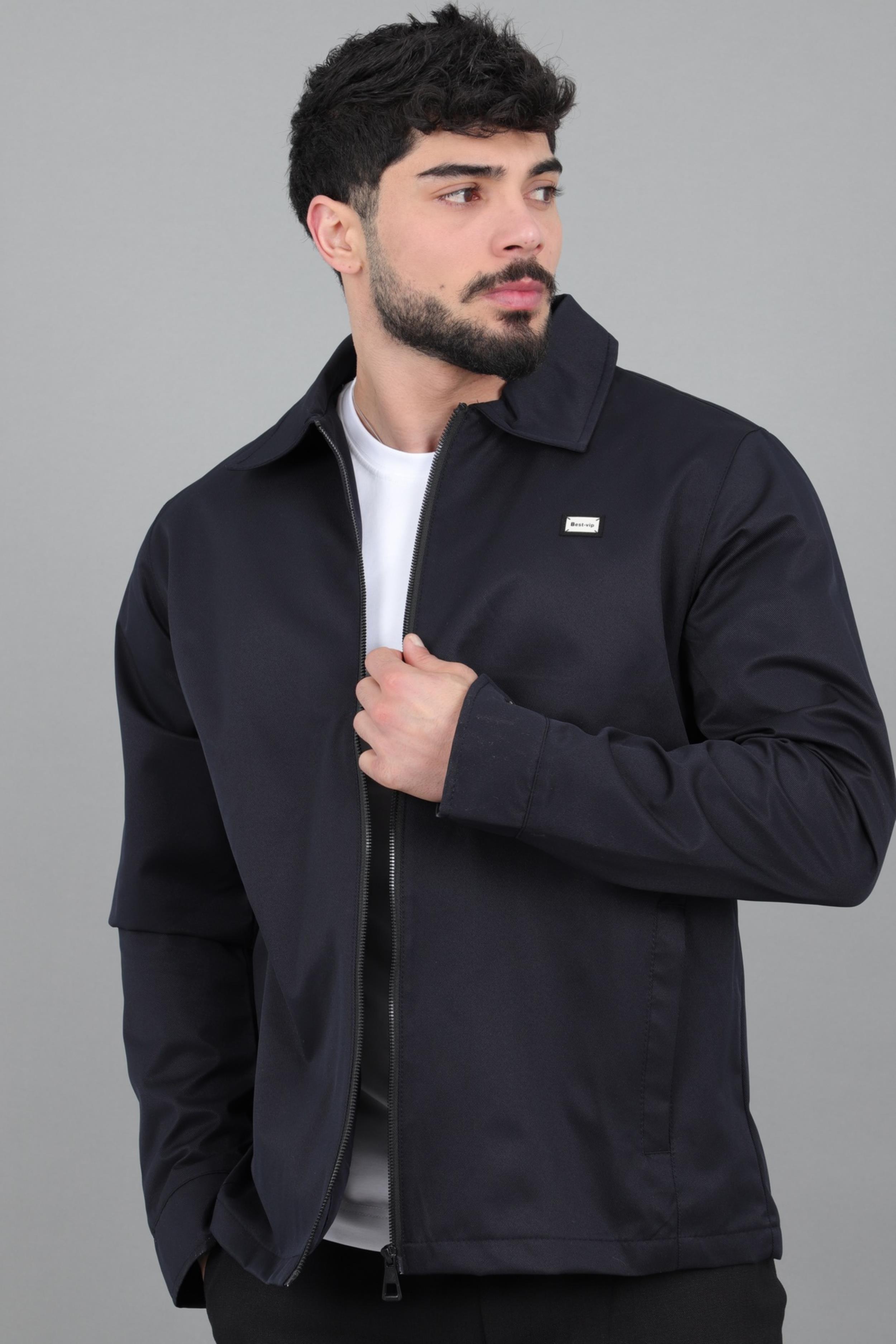 Diagonel Kumaş Yakalı Fermuarlı Mevsimlik Mont PLDP 3031_60391