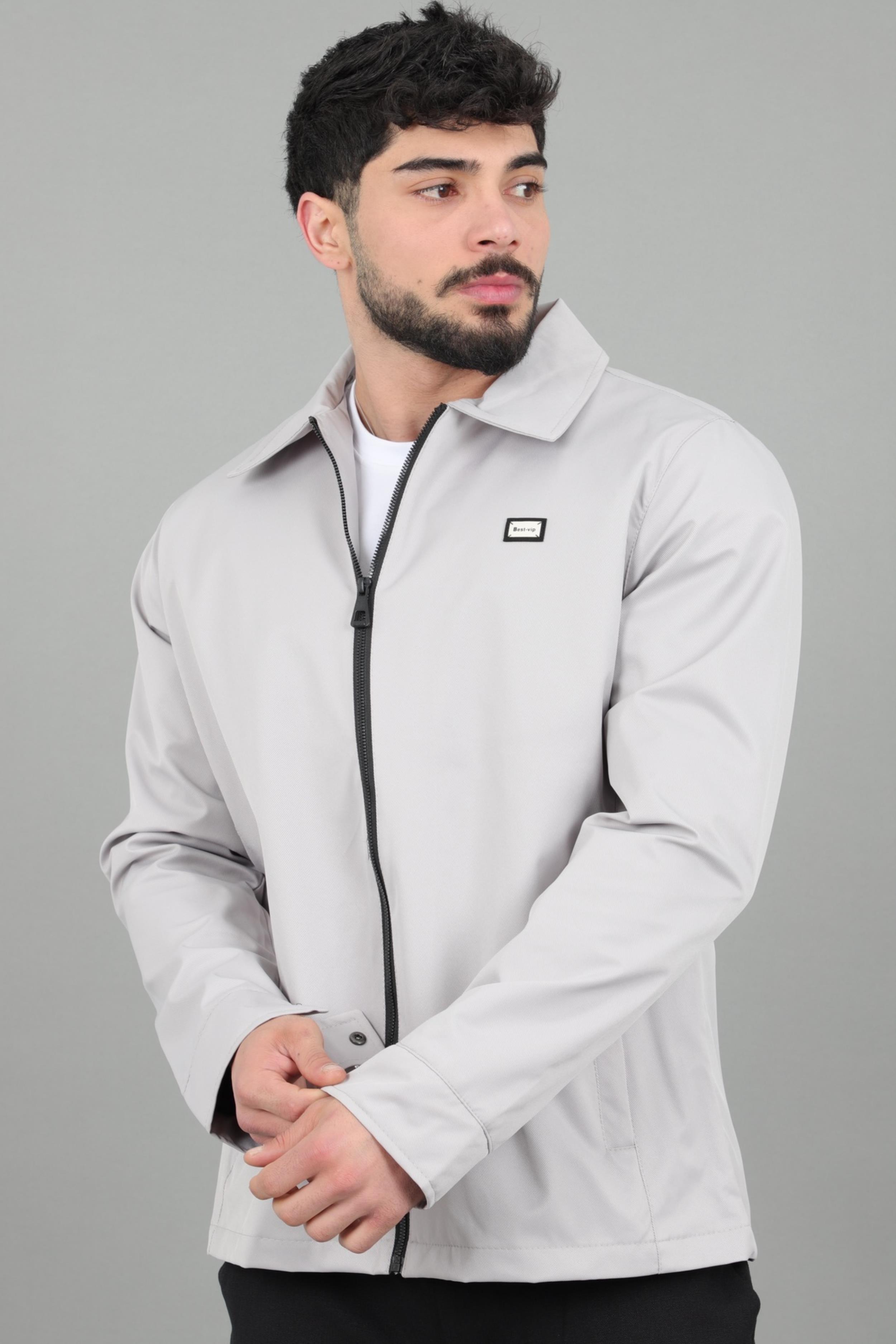Diagonel Kumaş Yakalı Fermuarlı Mevsimlik Mont PLDP 3031_60391
