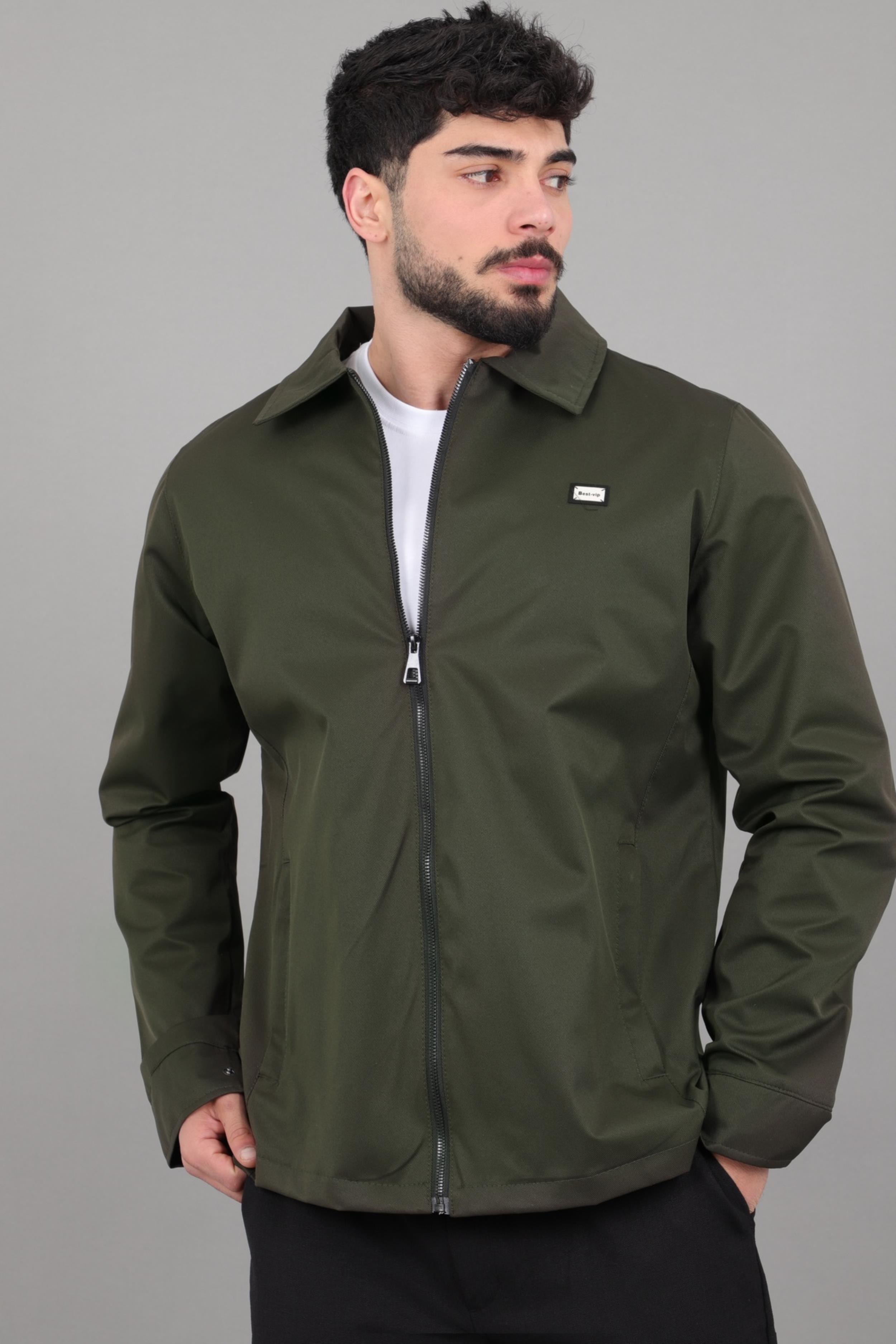 Diagonel Kumaş Yakalı Fermuarlı Mevsimlik Mont PLDP 3031_60391