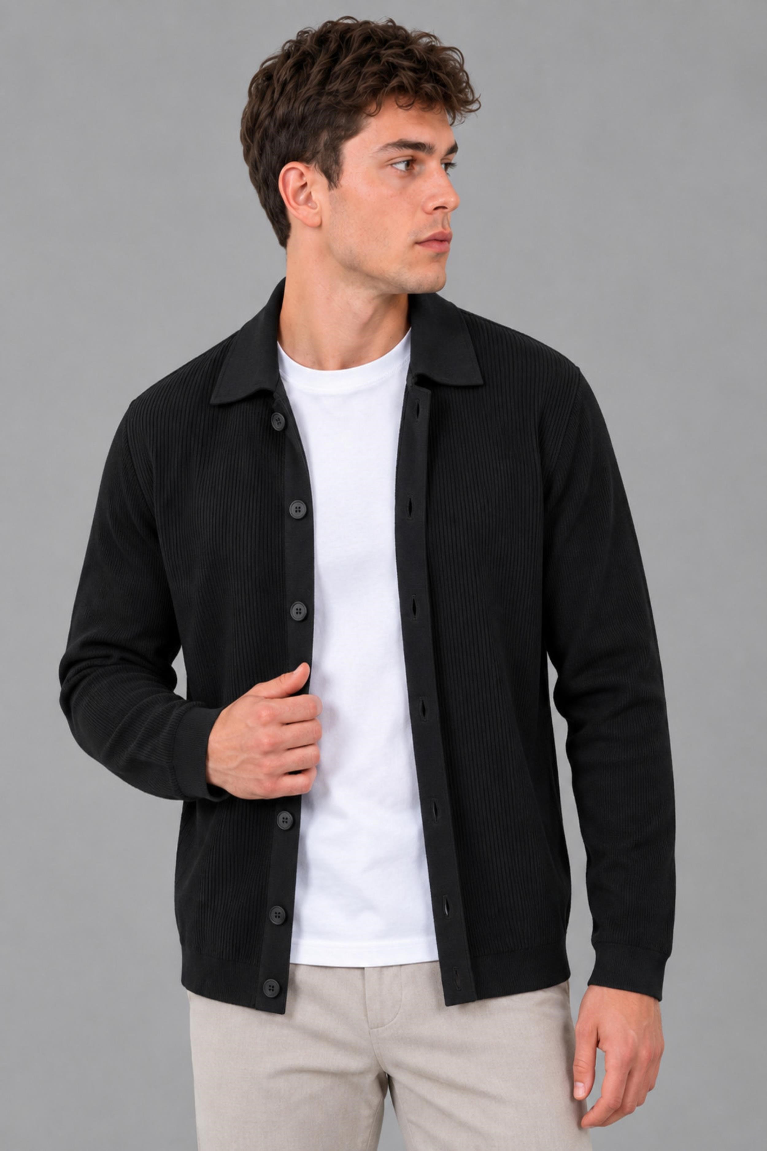 Düğmeli Örgü Yakalı Hırka DP 1055_60400