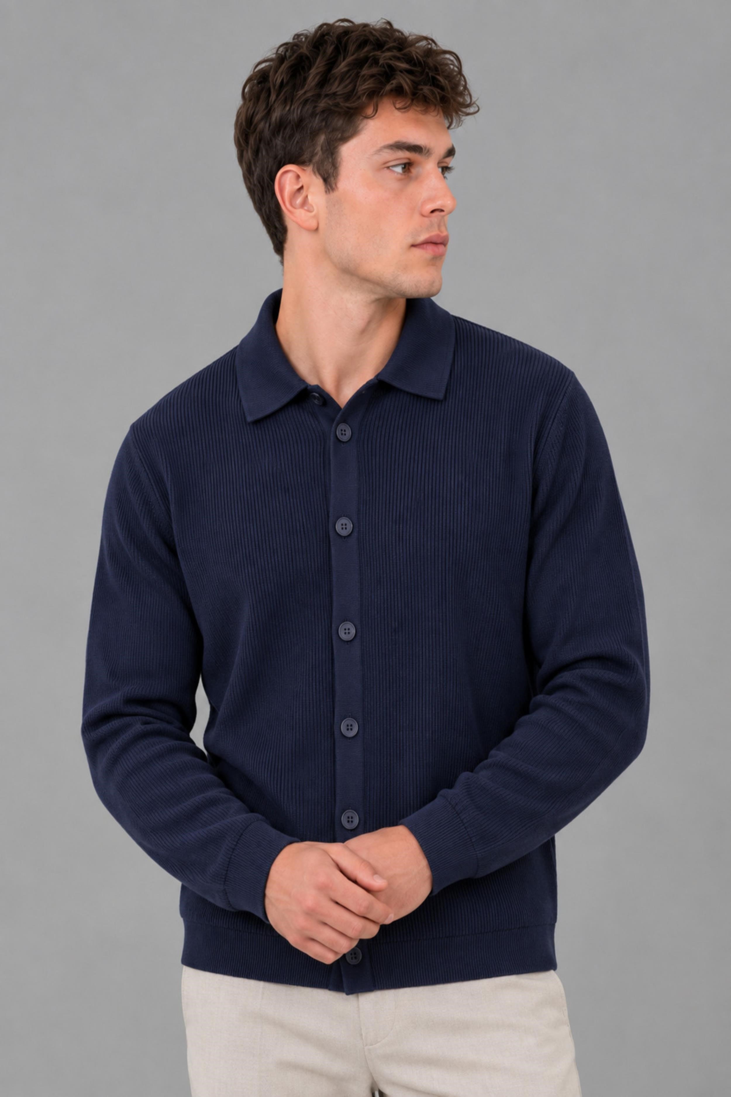 Düğmeli Örgü Yakalı Hırka DP 1055_60400